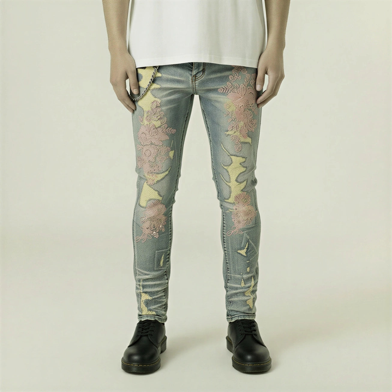 Red Poppy Skinny Denim Jeans - Light Wash