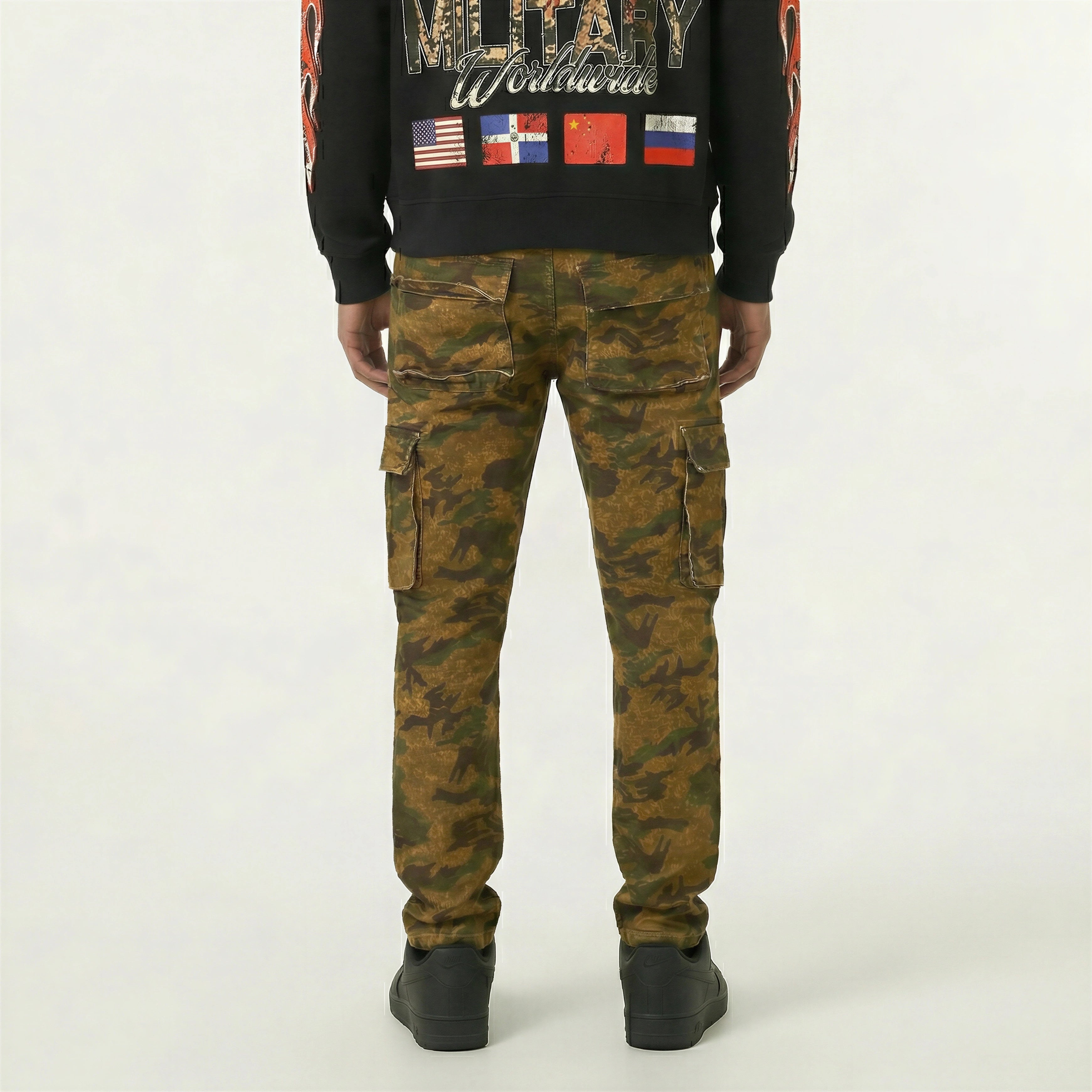 Red Poppy Skinny Denim Cargo Pants - Camouflage