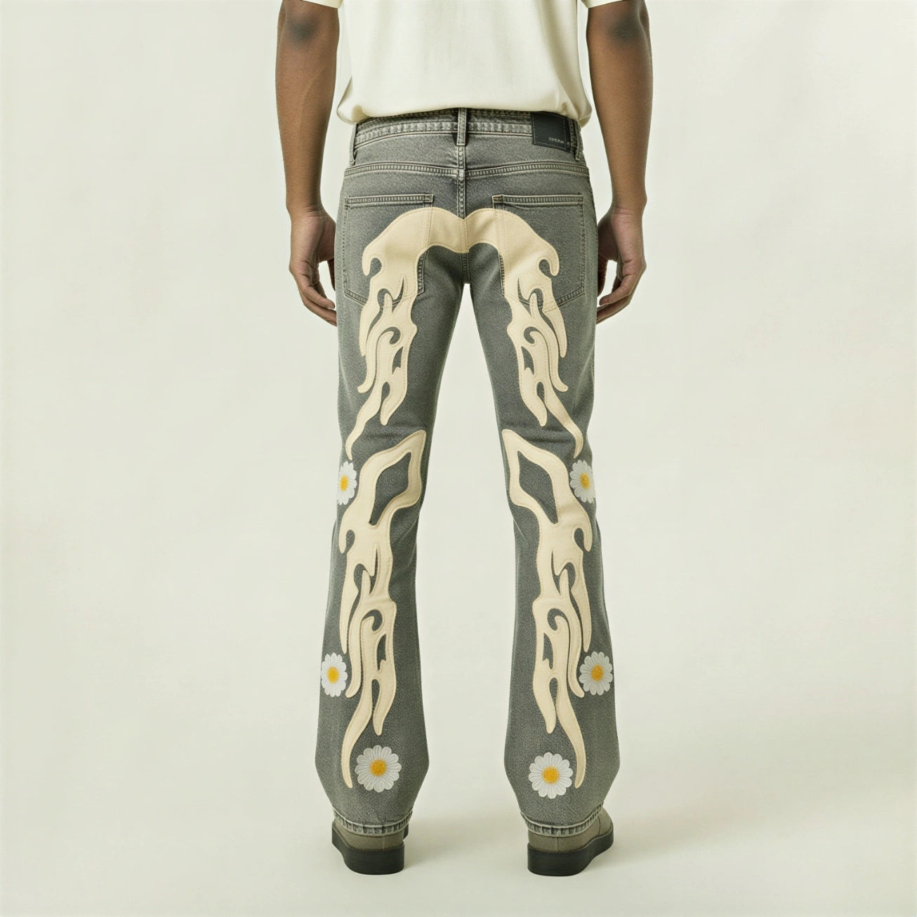 Red Poppy Relaxed Flare Jeans - Light Wash