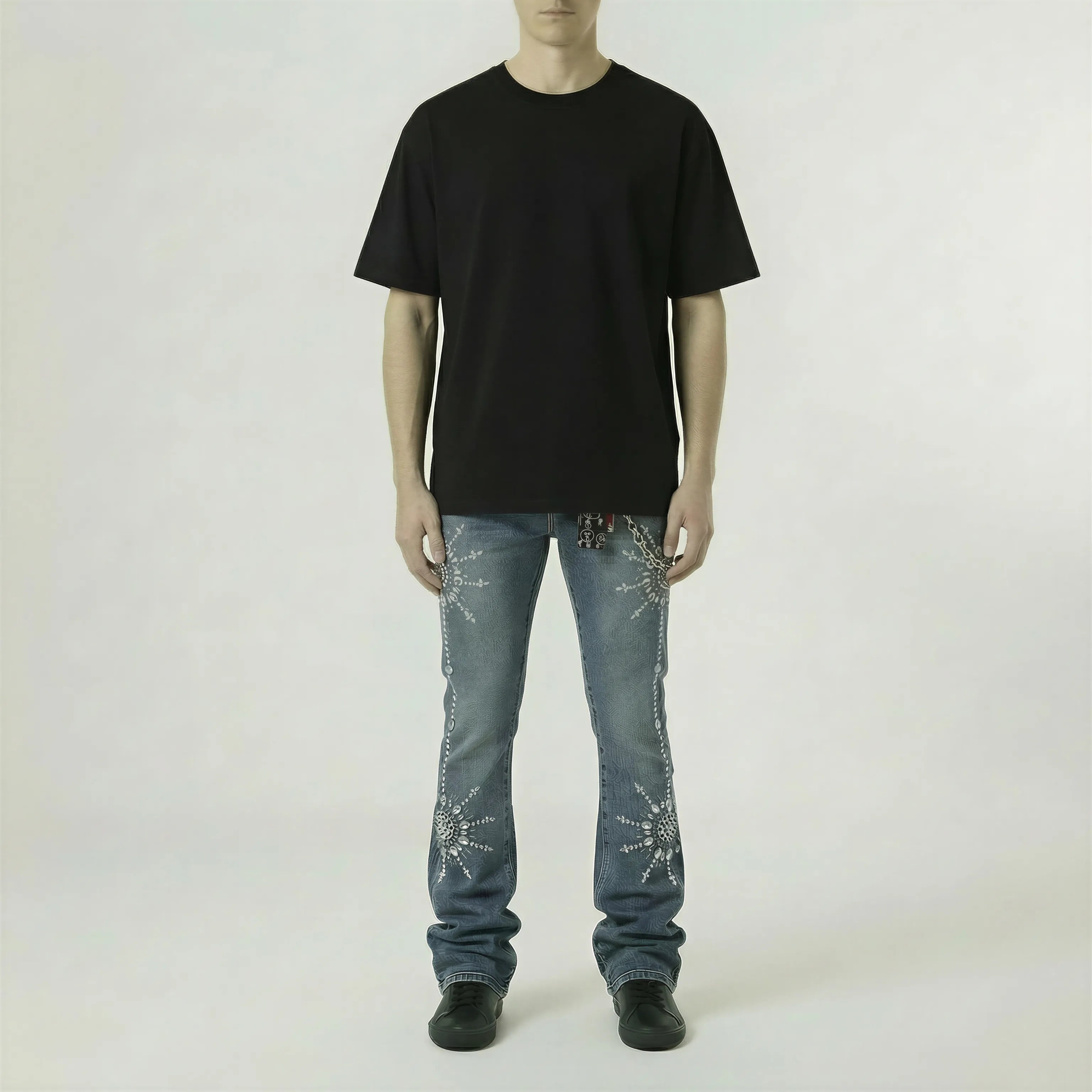 Red Poppy Stacked Denim Jeans