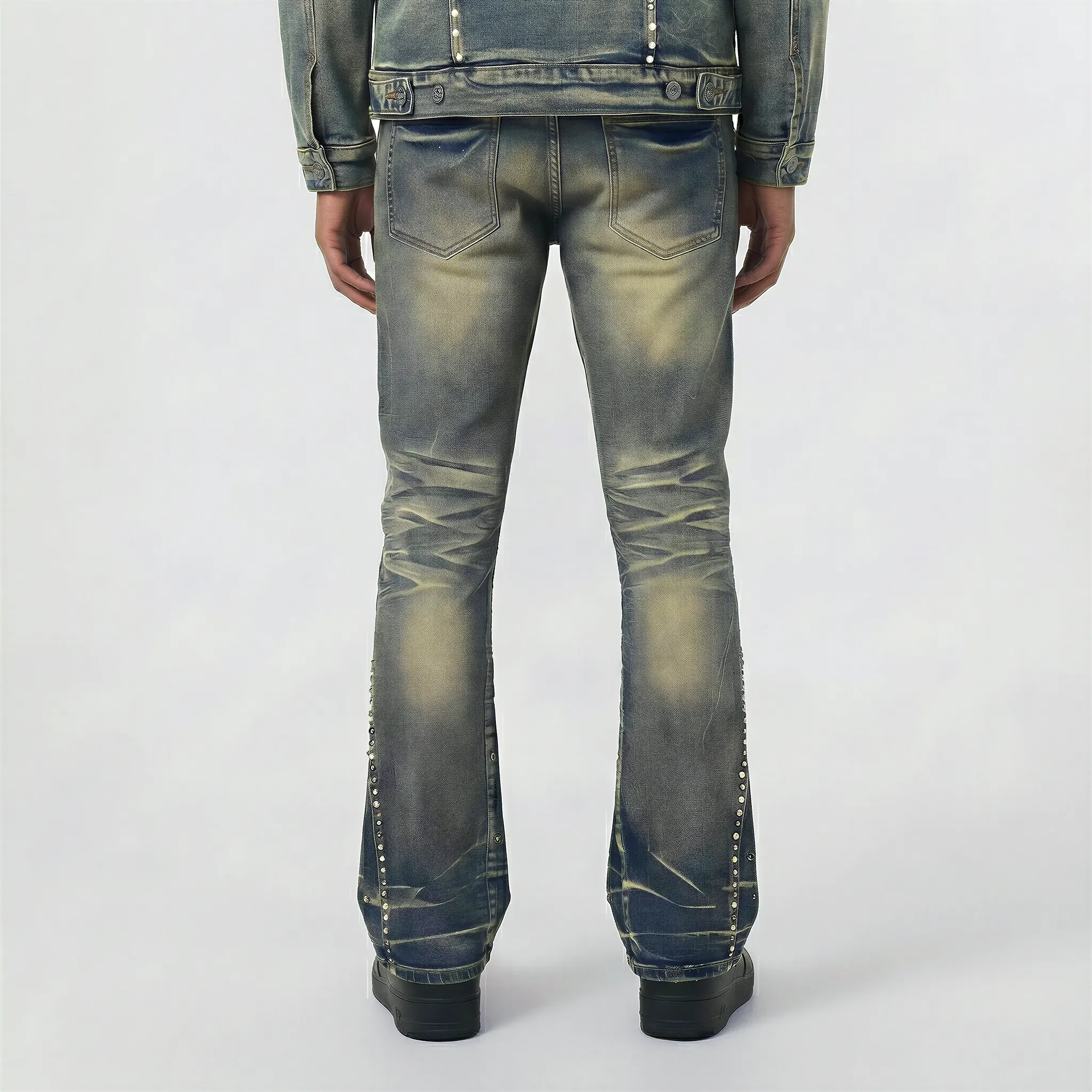 Red Poppy Studded Jeans - Faded Wash