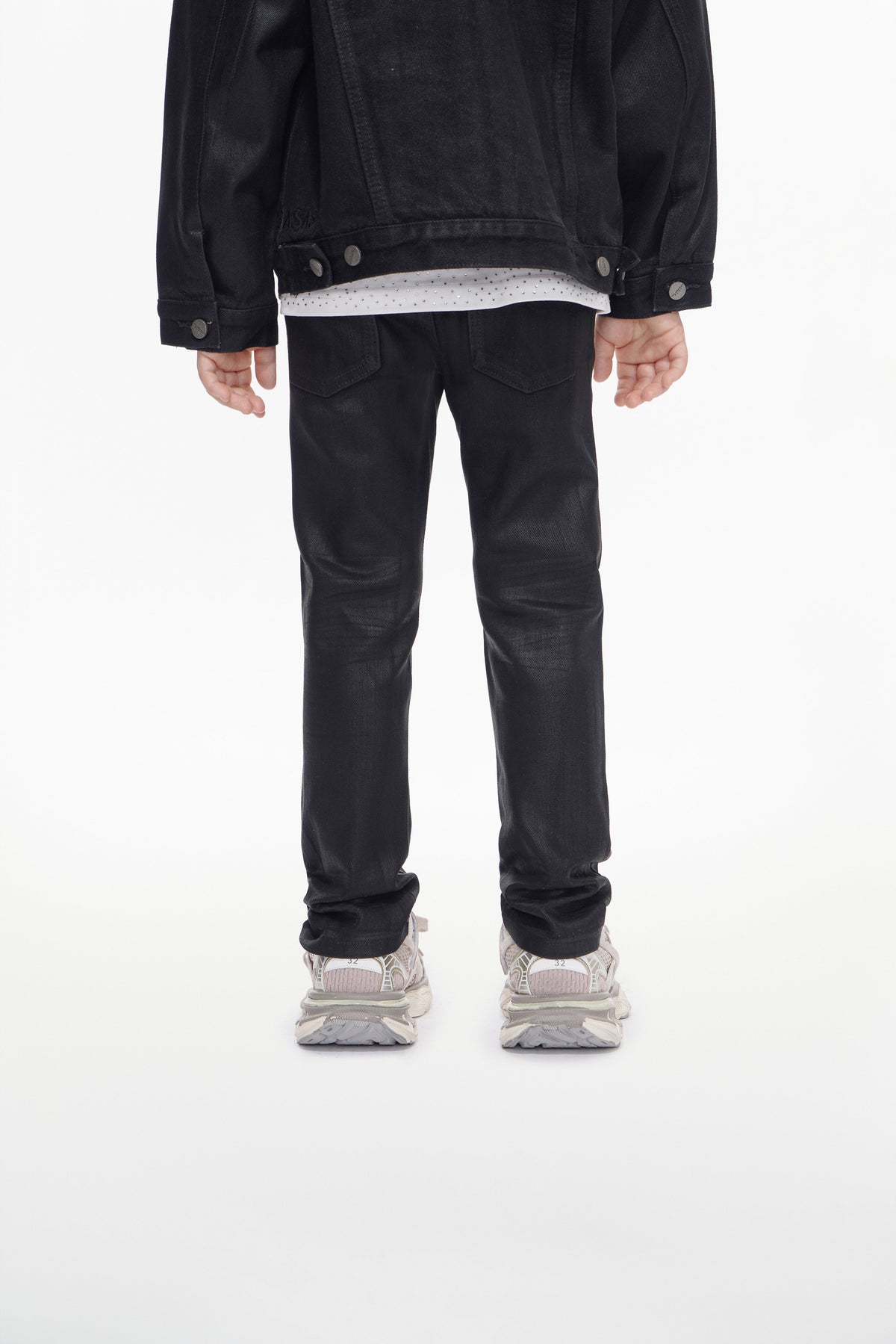 Kids Jr.Slim Black Wash Waxed Jeans