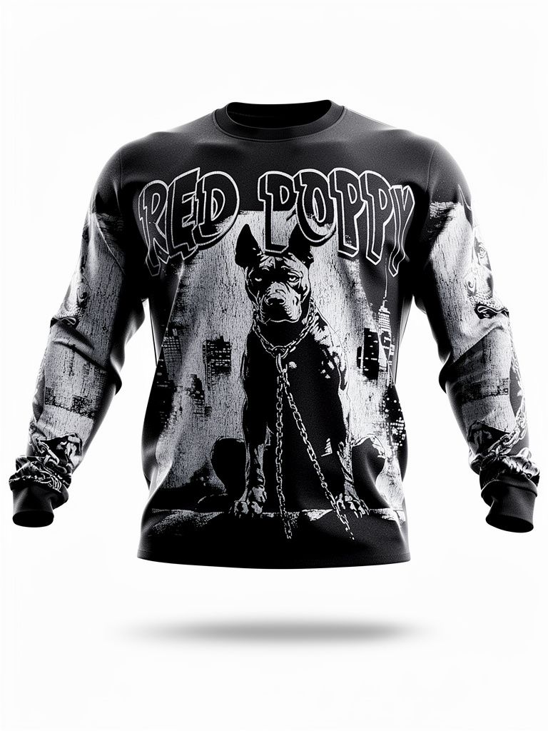 Red Poppy Rp-19 Men's Crew Neck Sweatshirt - Black