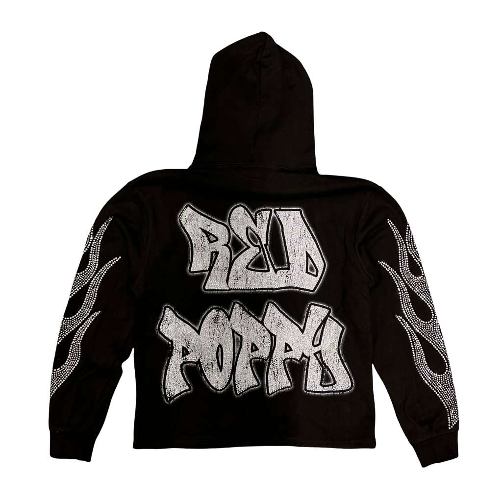 Red Poppy Men's Black Hoodie