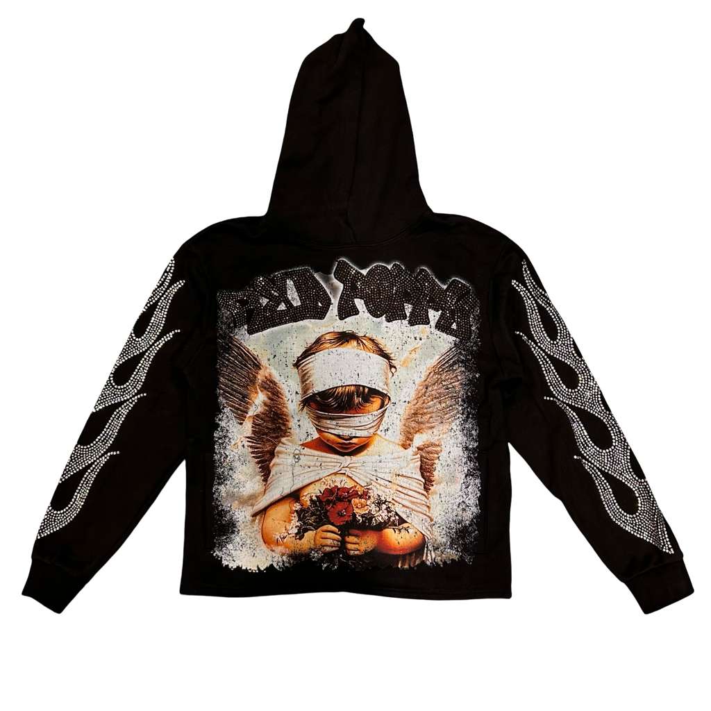 Red Poppy Men's Black Hoodie