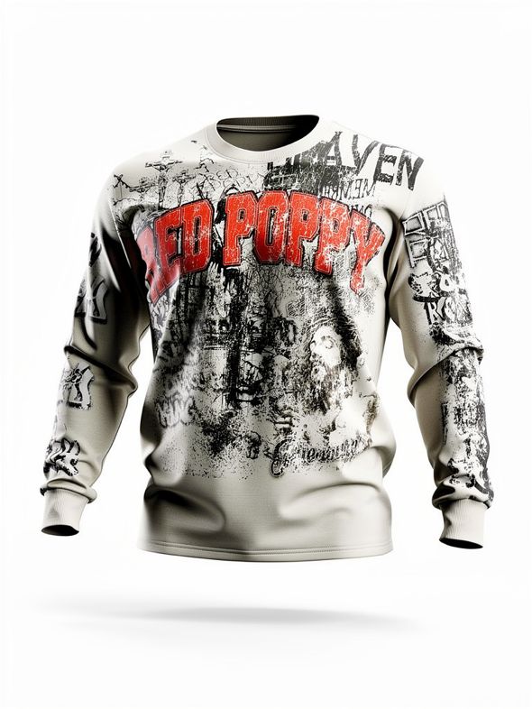 Red Poppy Men's Beige Hoodie