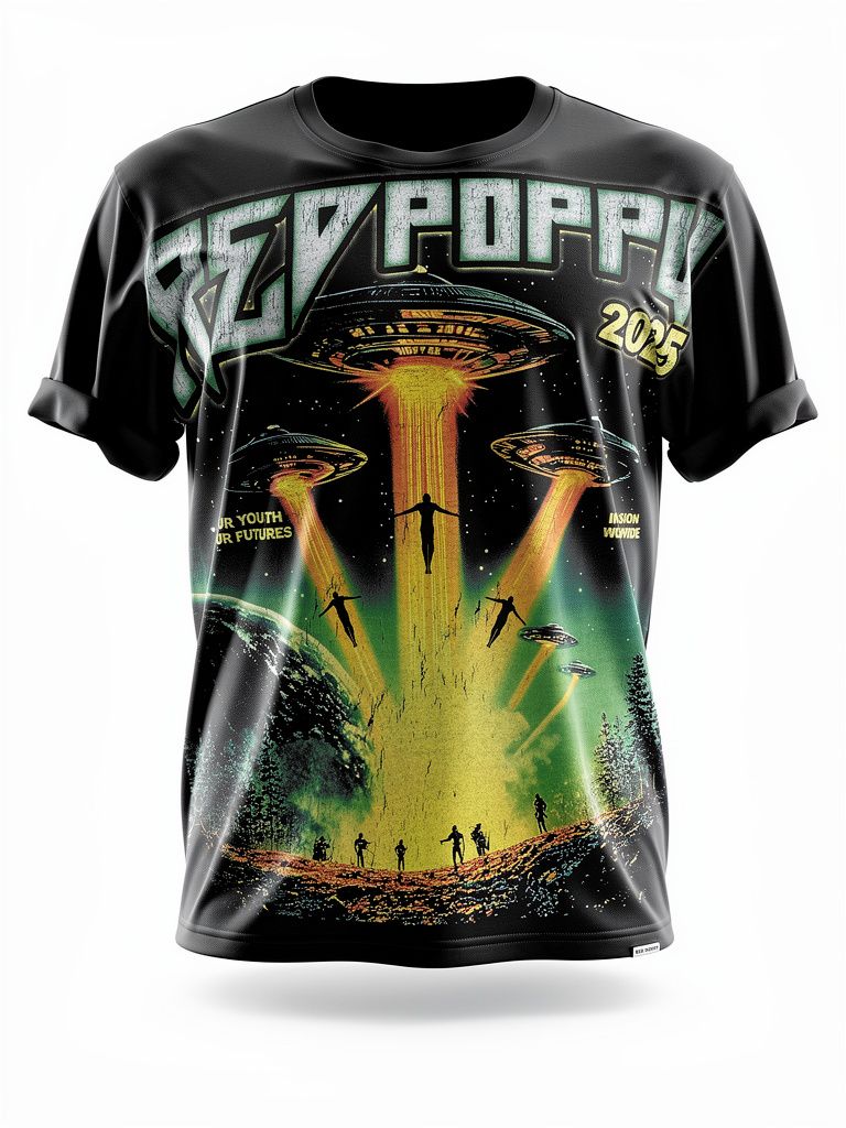 Red Poppy Men's Black T-Shirt