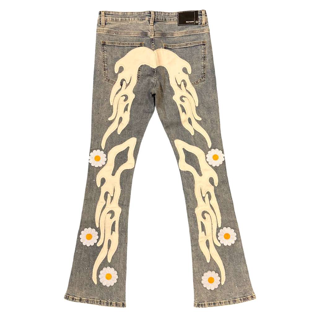 Red Poppy Relaxed Flare Jeans - Light Wash