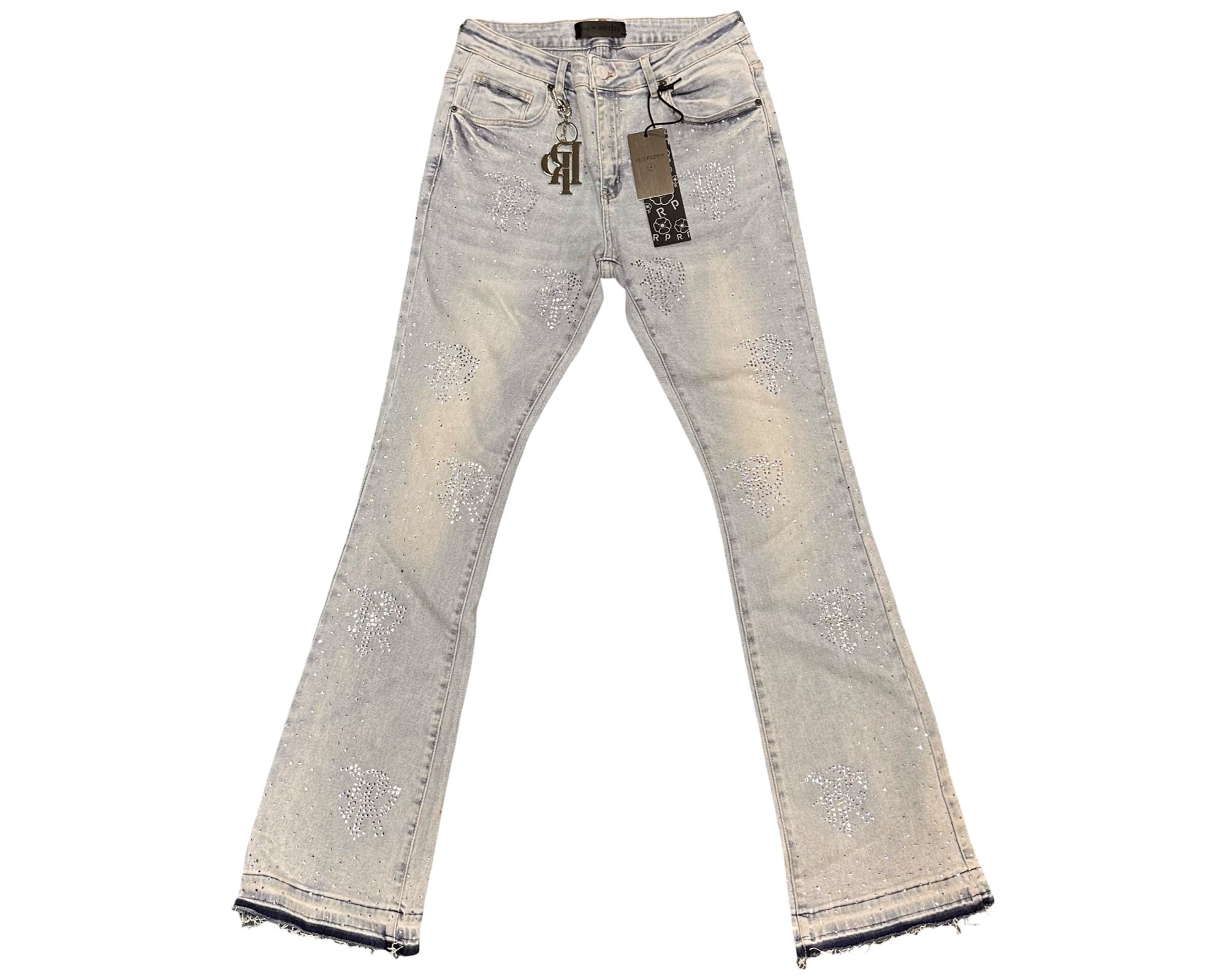 Red Poppy Stacked Flared Fit Jeans - Light Wash