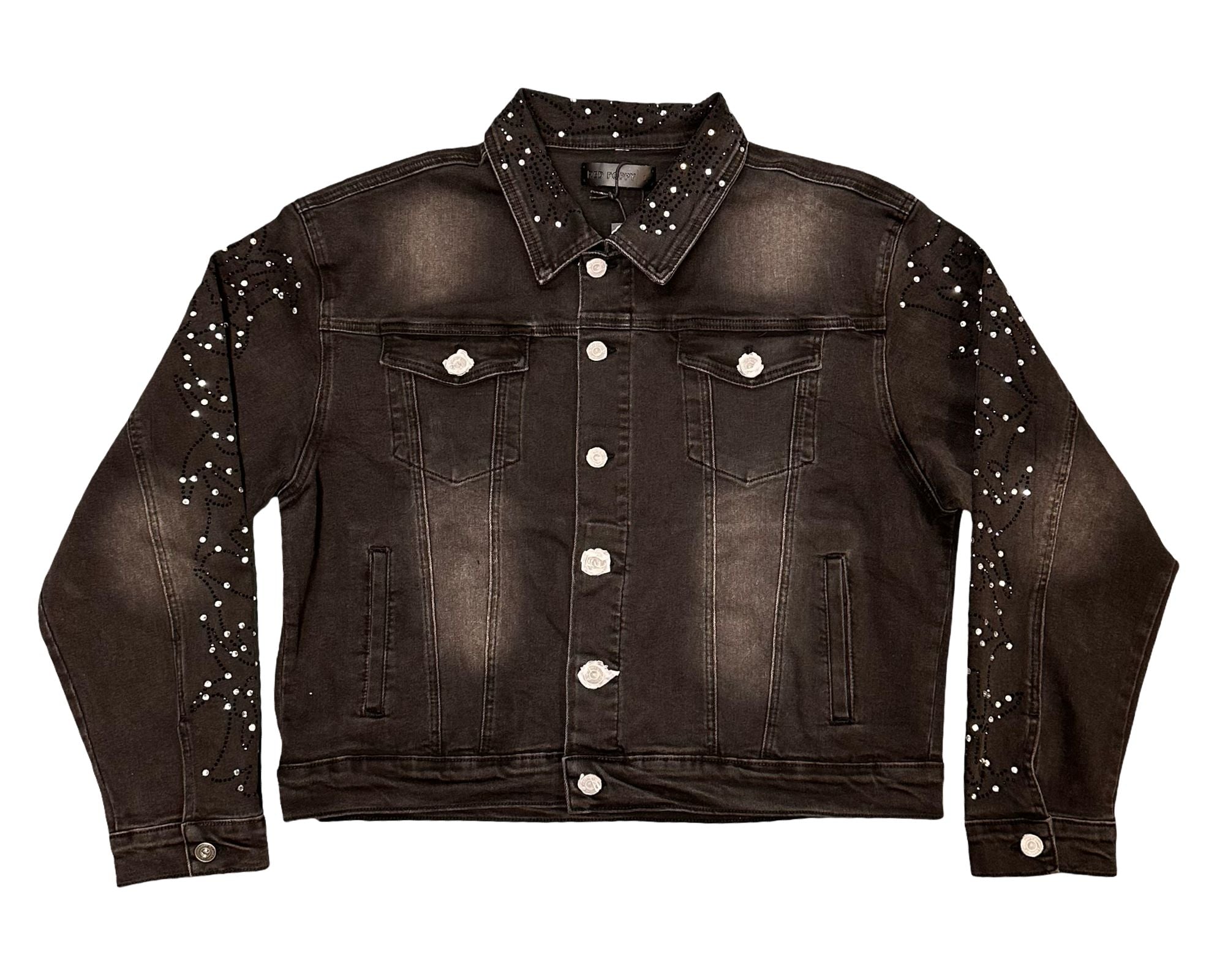 Red Poppy Cropped Fit Trucker Jacket