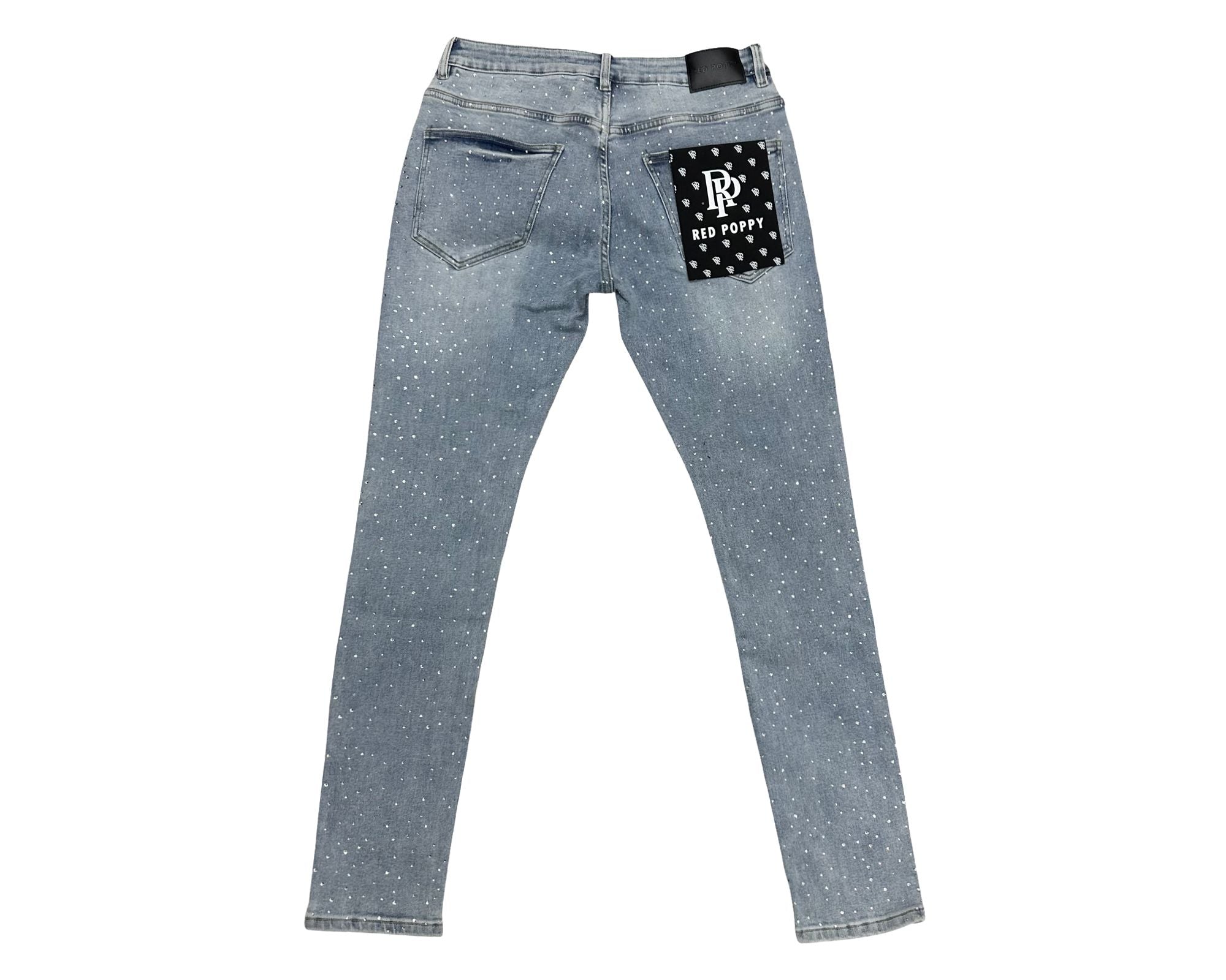 Red Poppy Dot Jeans - Embroidered