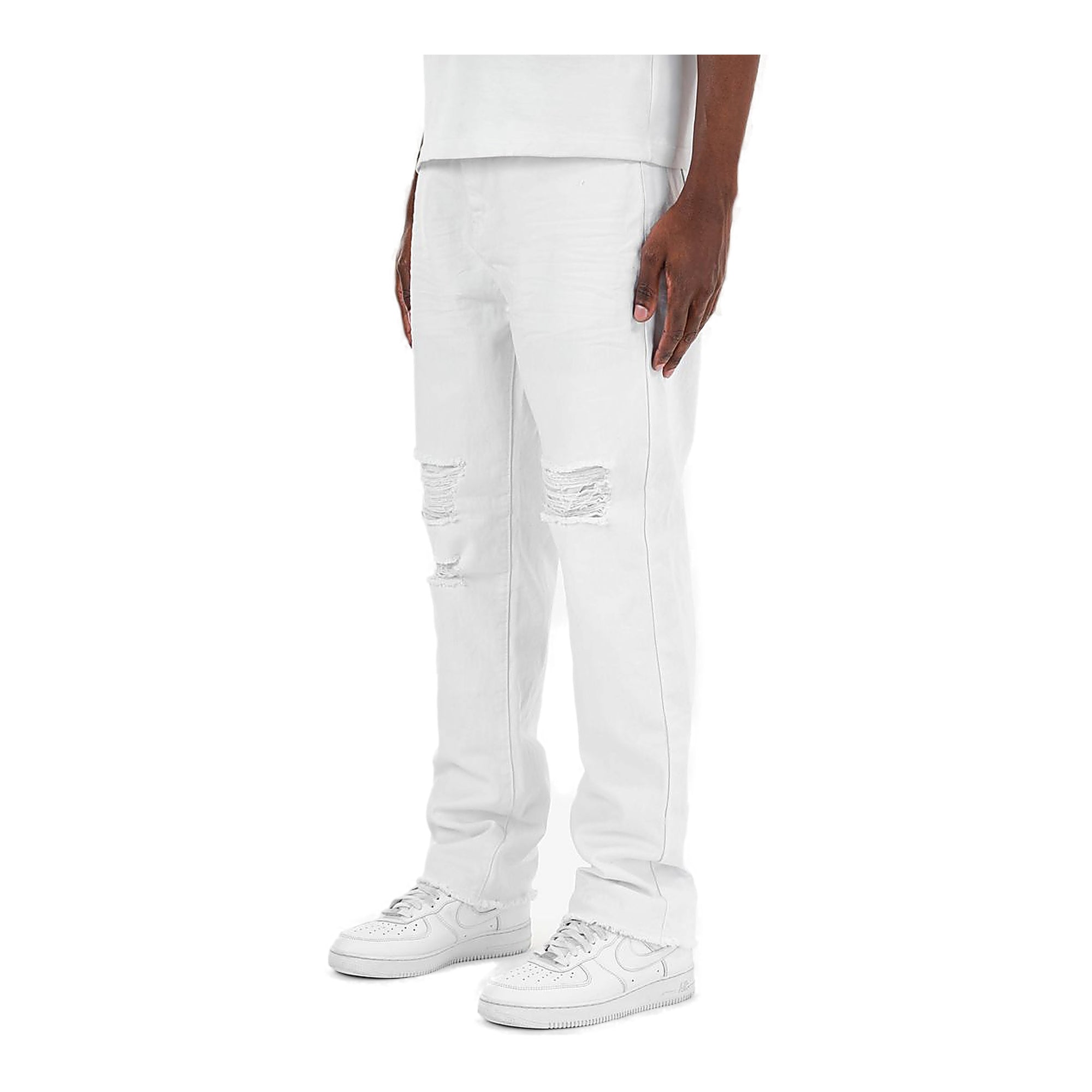 Copper Rivet Distressed Jeans - Slim Fit