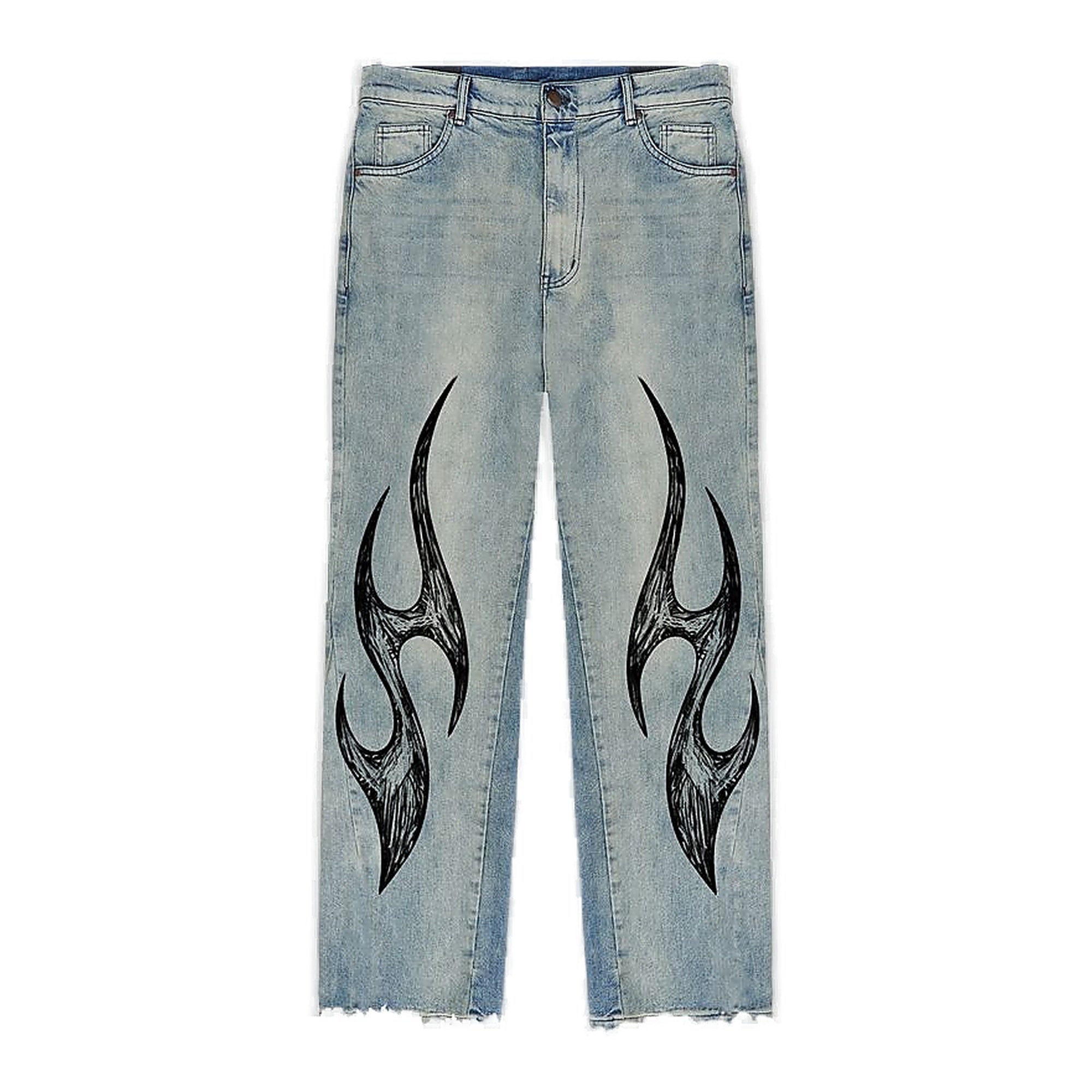 Godmade Gm Flame Denim Jeans - Light Wash