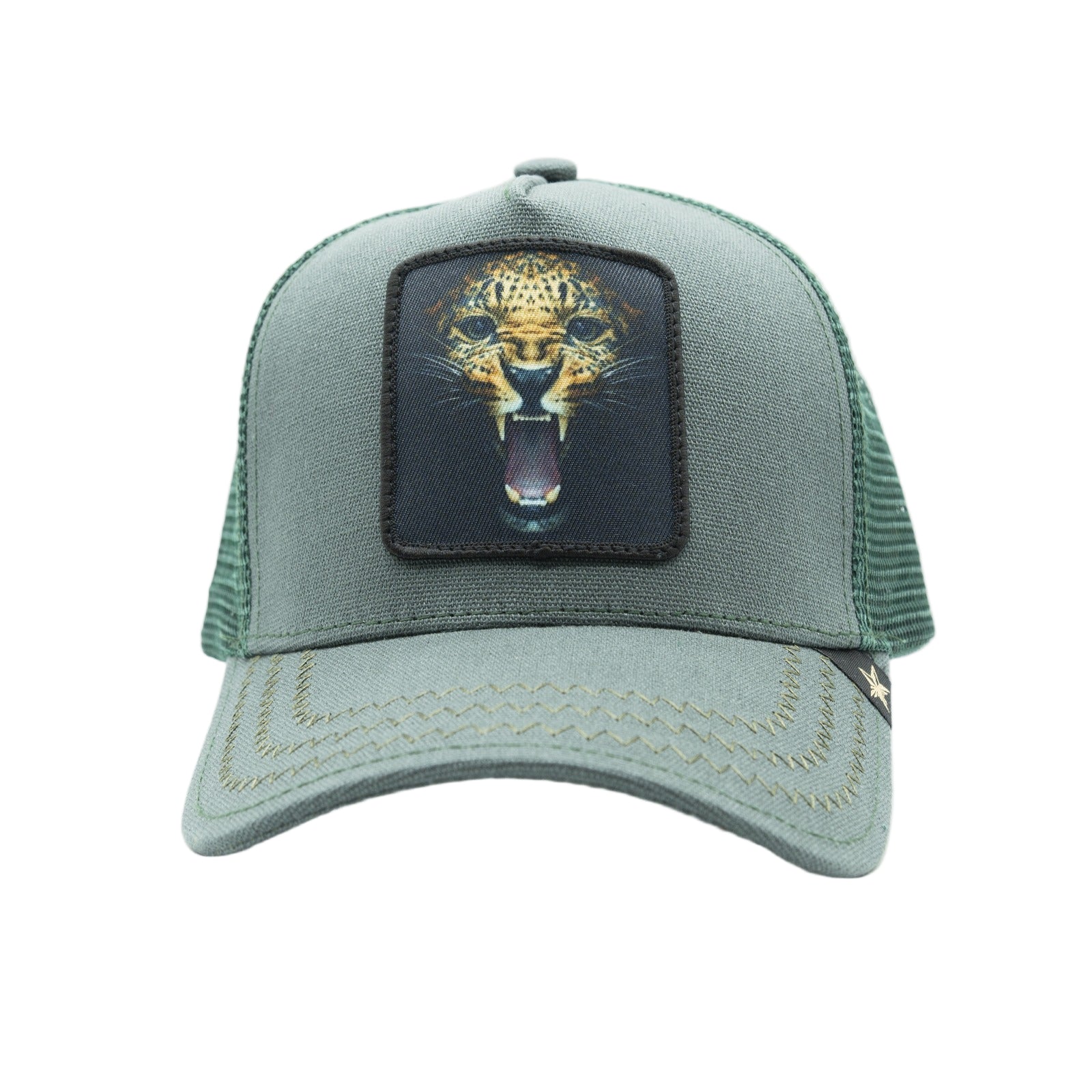Gold Star Cheetah Trucker Hat - Green