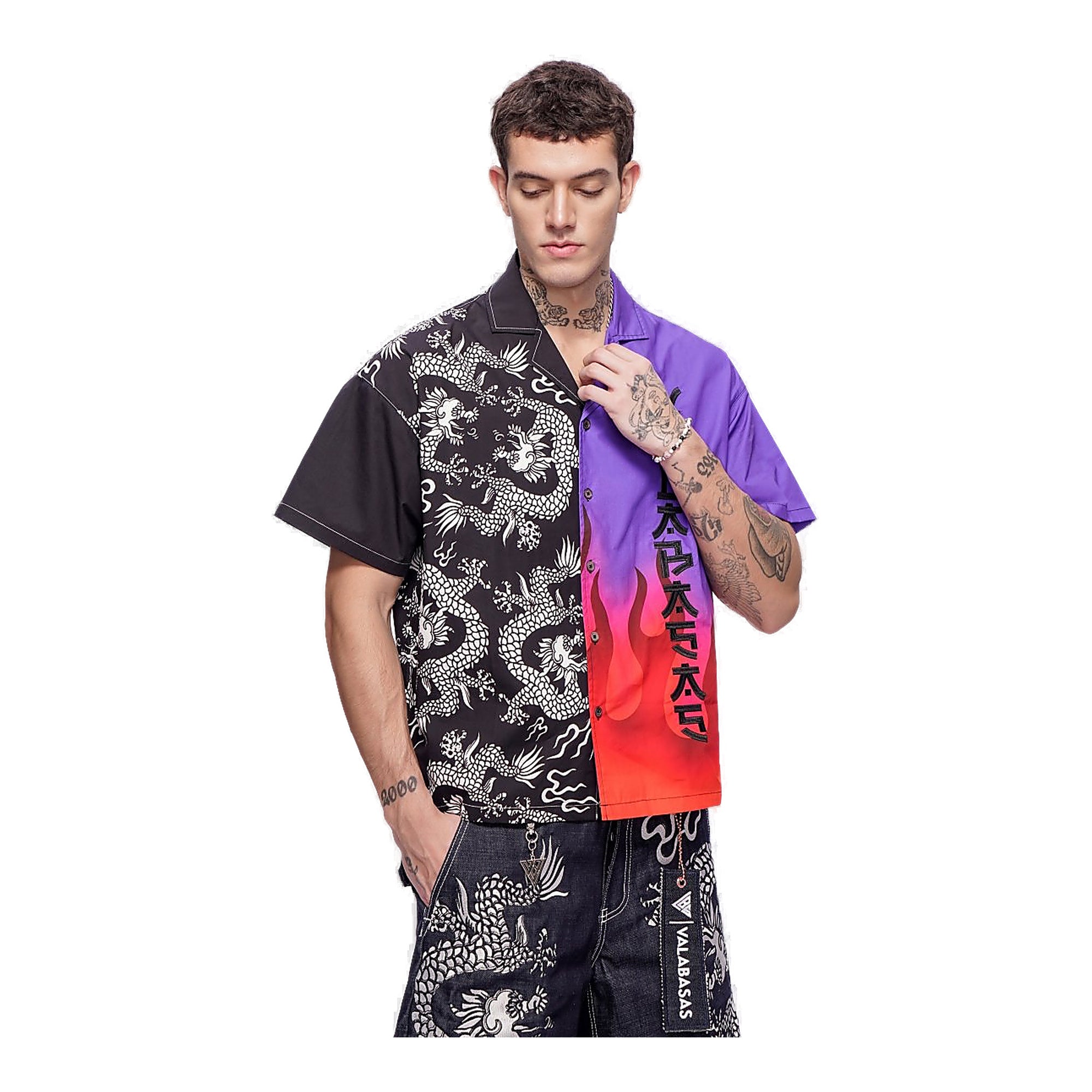 Valabasas Dragon Button Down - Color Block