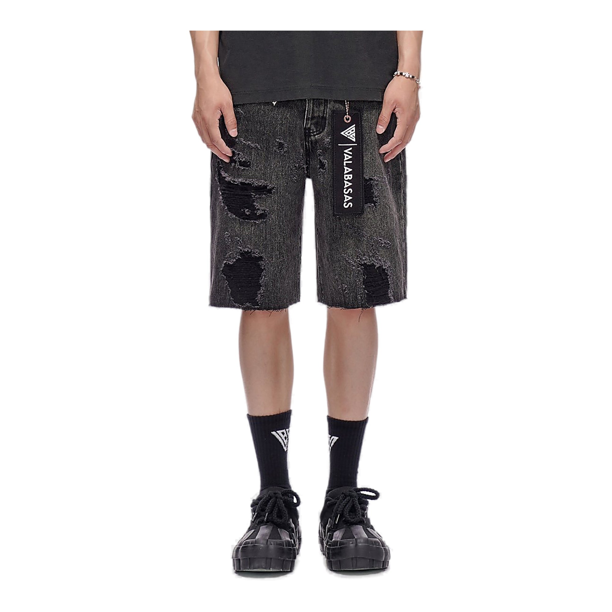 Valabasas Compass Shorts - Distressed Denim