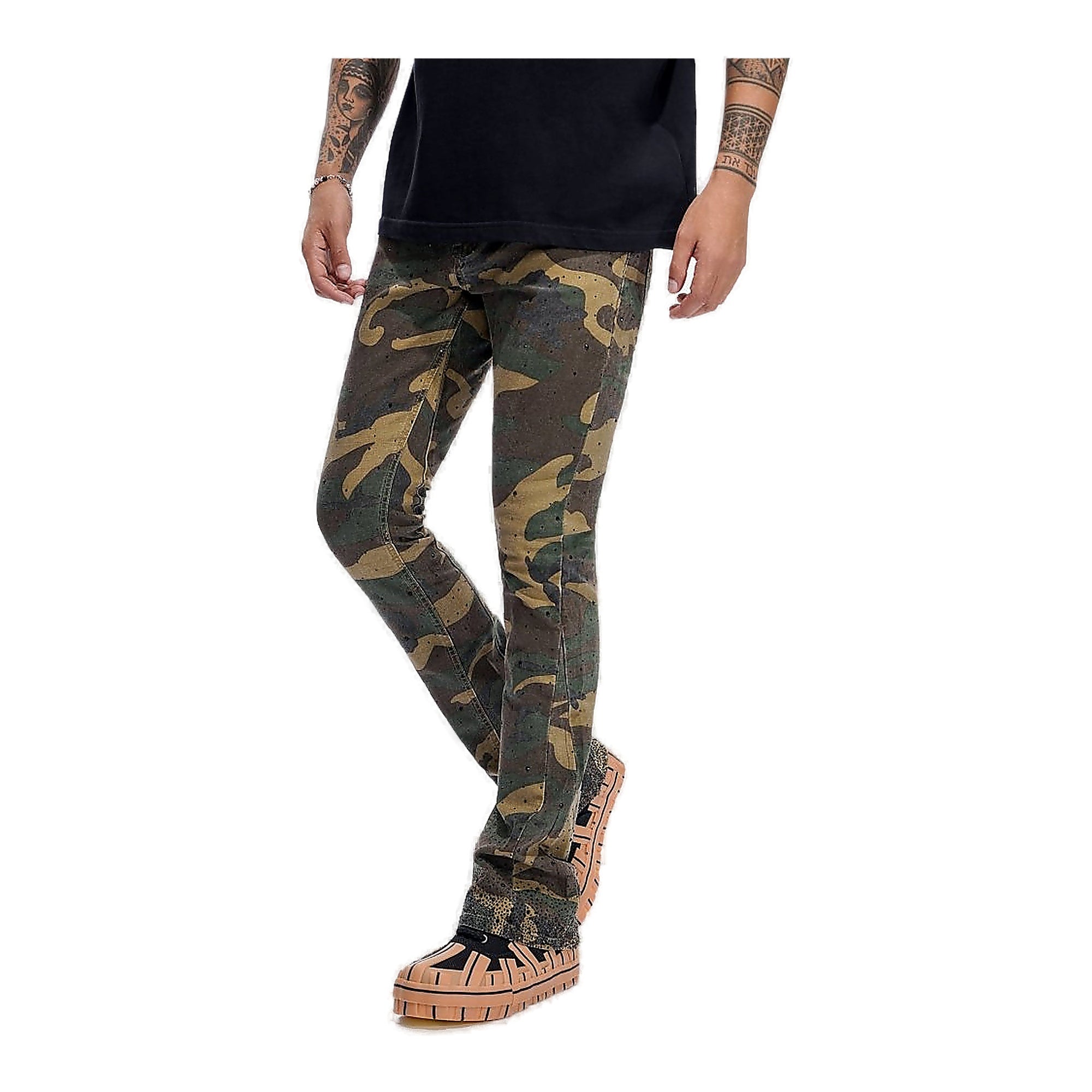 Valabasas Camo Jeans - Stacked Fit Foilage Green