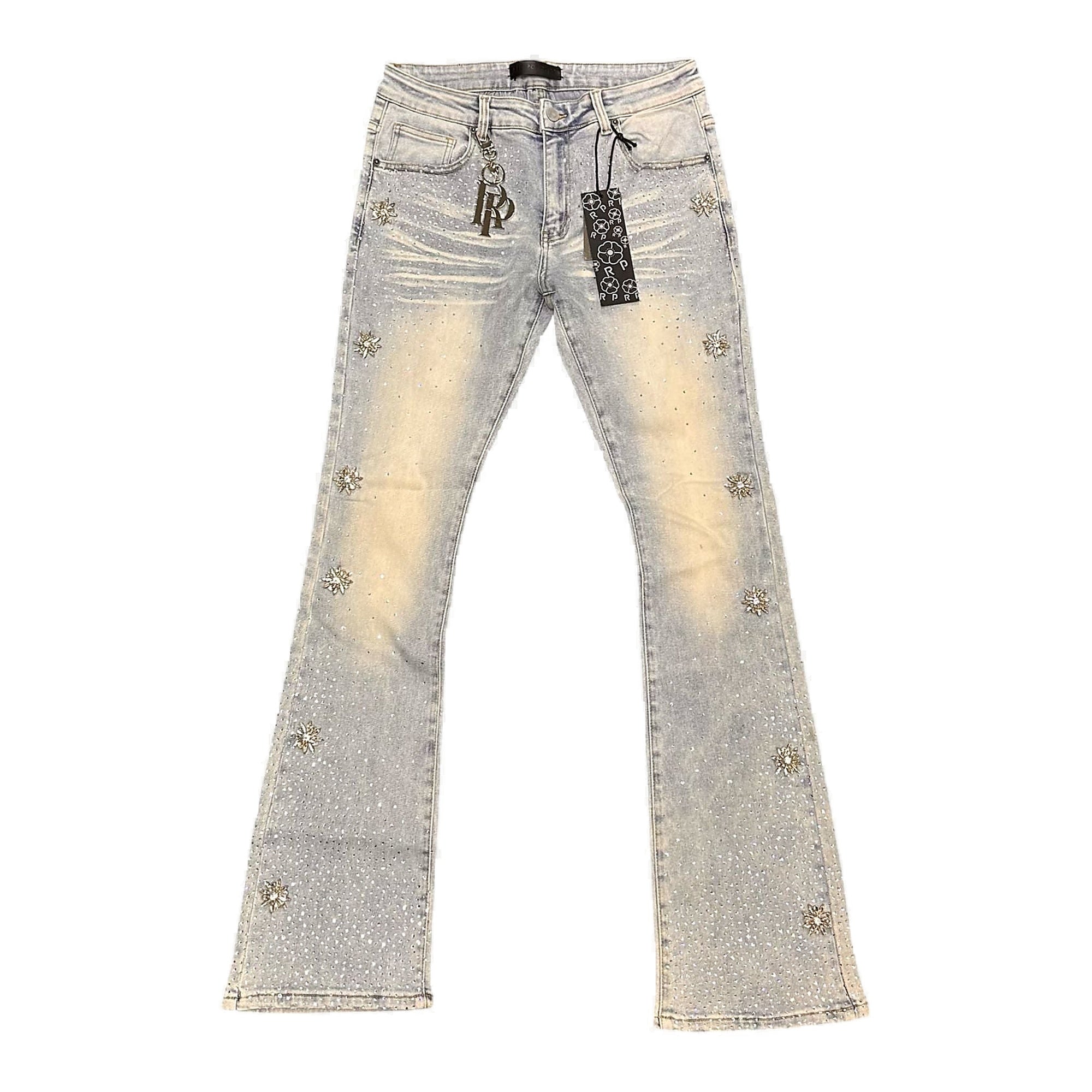 Red Poppy Stacked Flared Fit Jeans - Light Wash