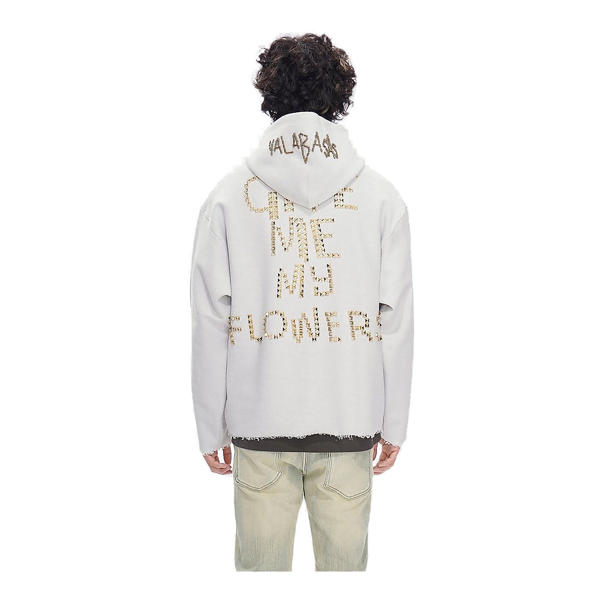 Valabasas Flowers Hoodie - Raw Hem Light Grey