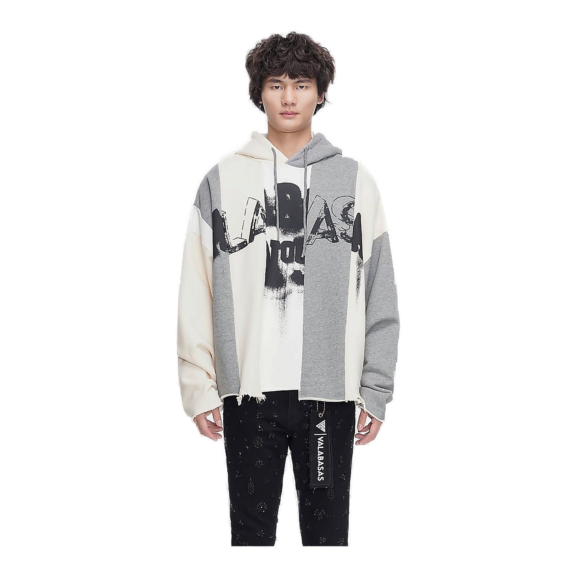 Valabasas Slipped Hoodie - Distressed Graphic Grey