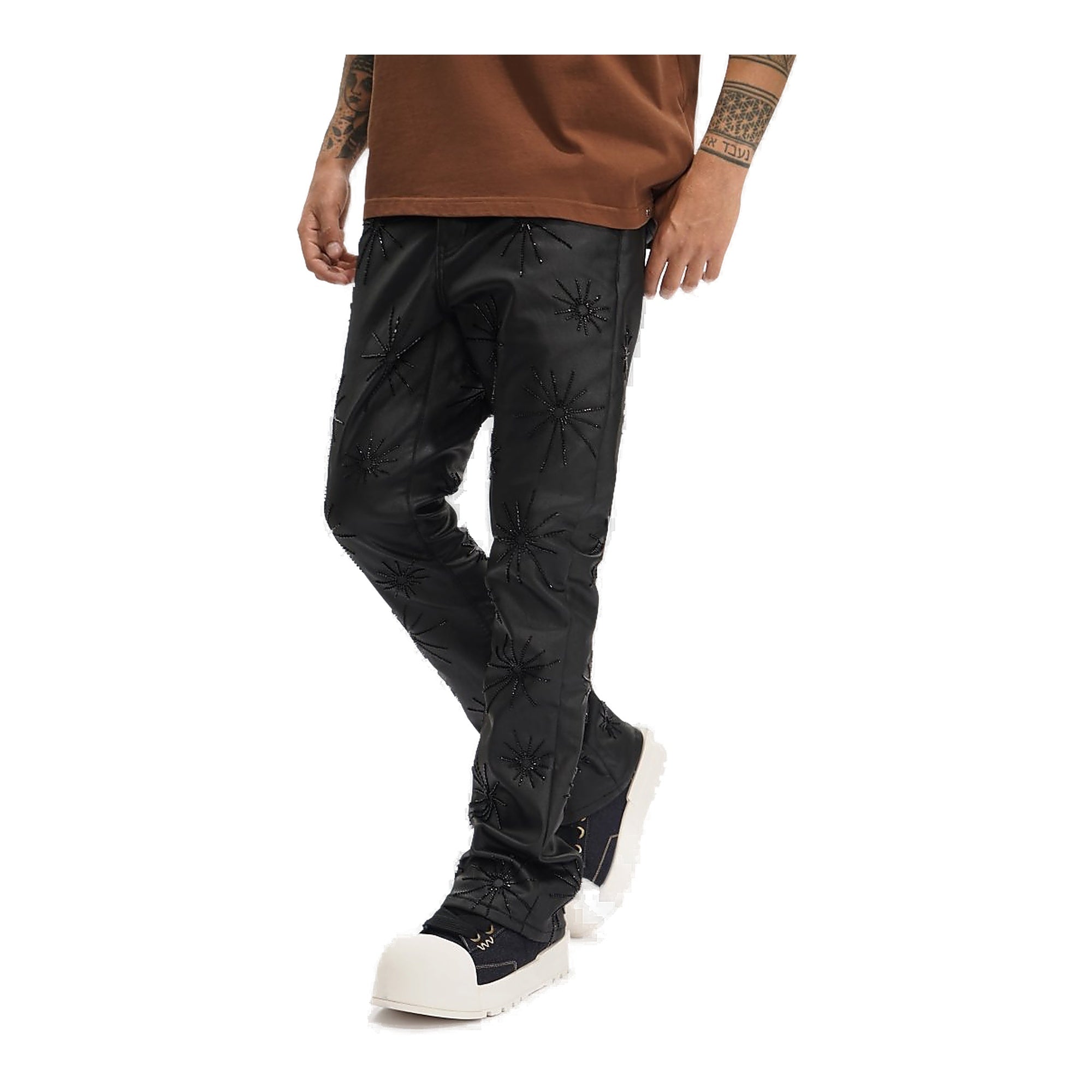 Valabasas Solar Black Waxed Stacked Men's Jeans - Waxed Finish