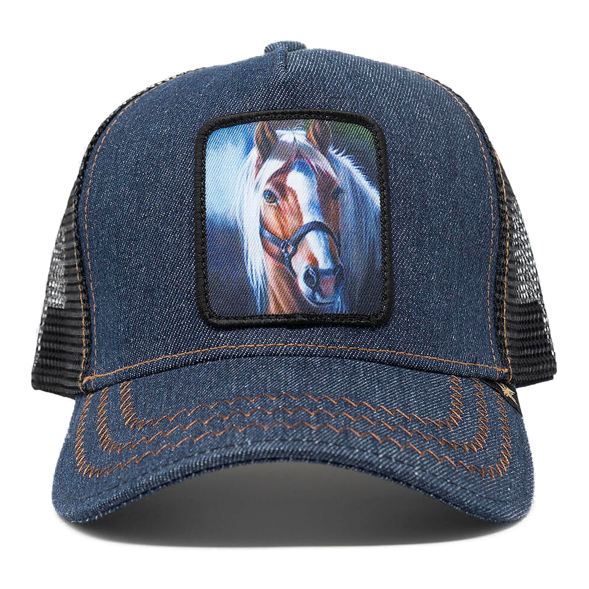 Gold Star Horse Trucker Hat - Blue