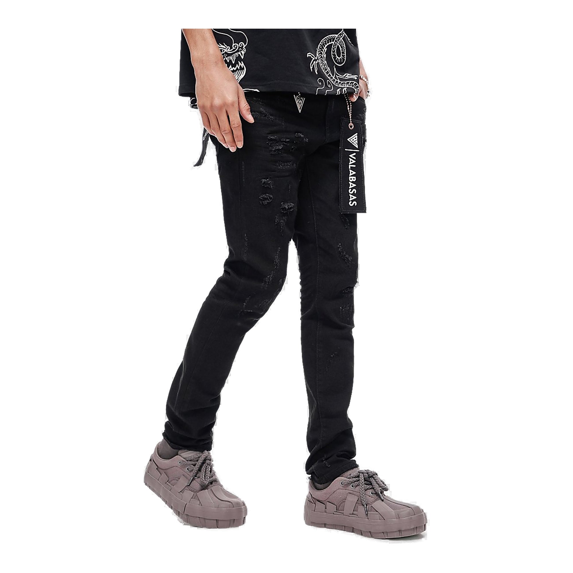Valabasas Patch Skinny Jeans - Distressed