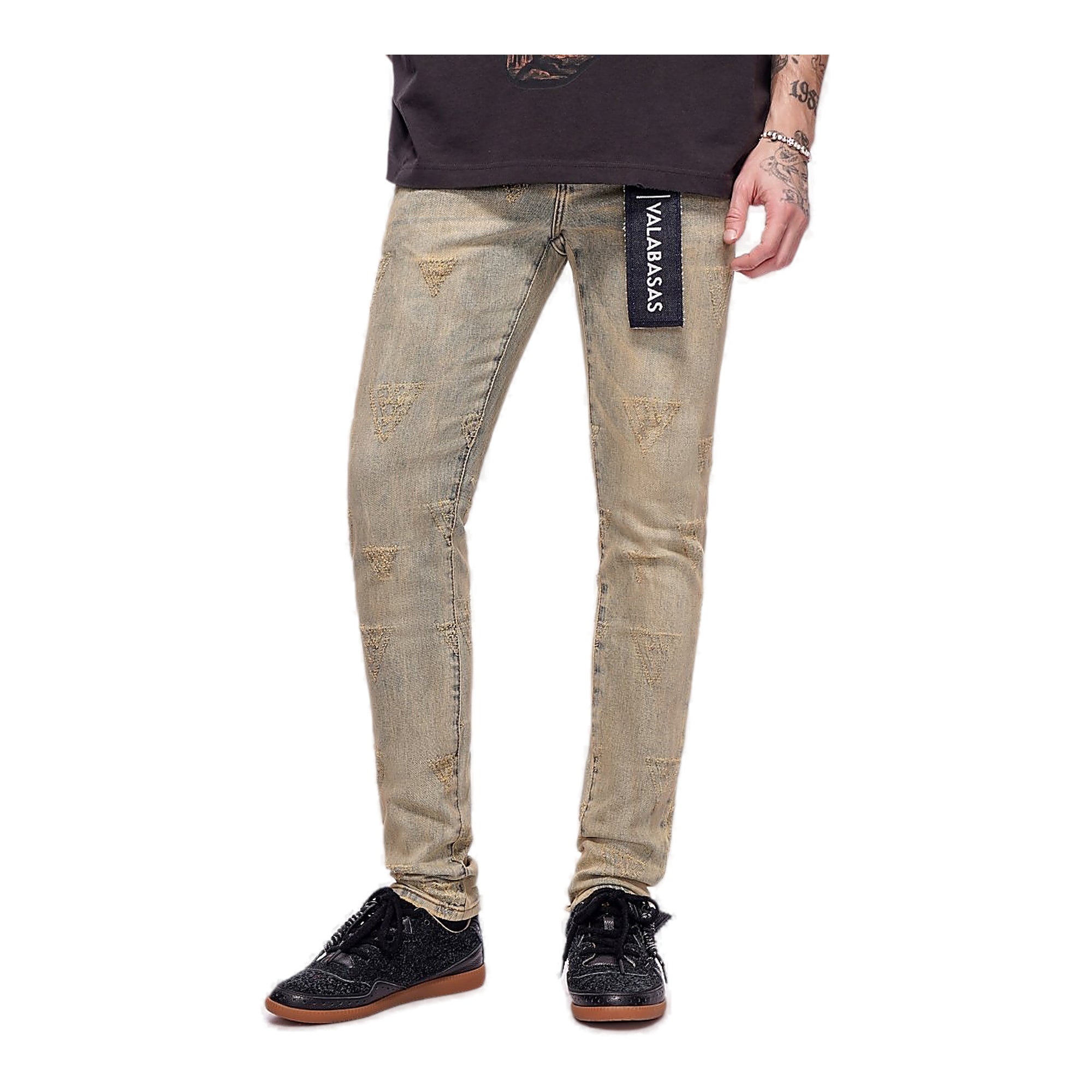 Valabasas Tonal Motif Jeans - Reinforced Stitching