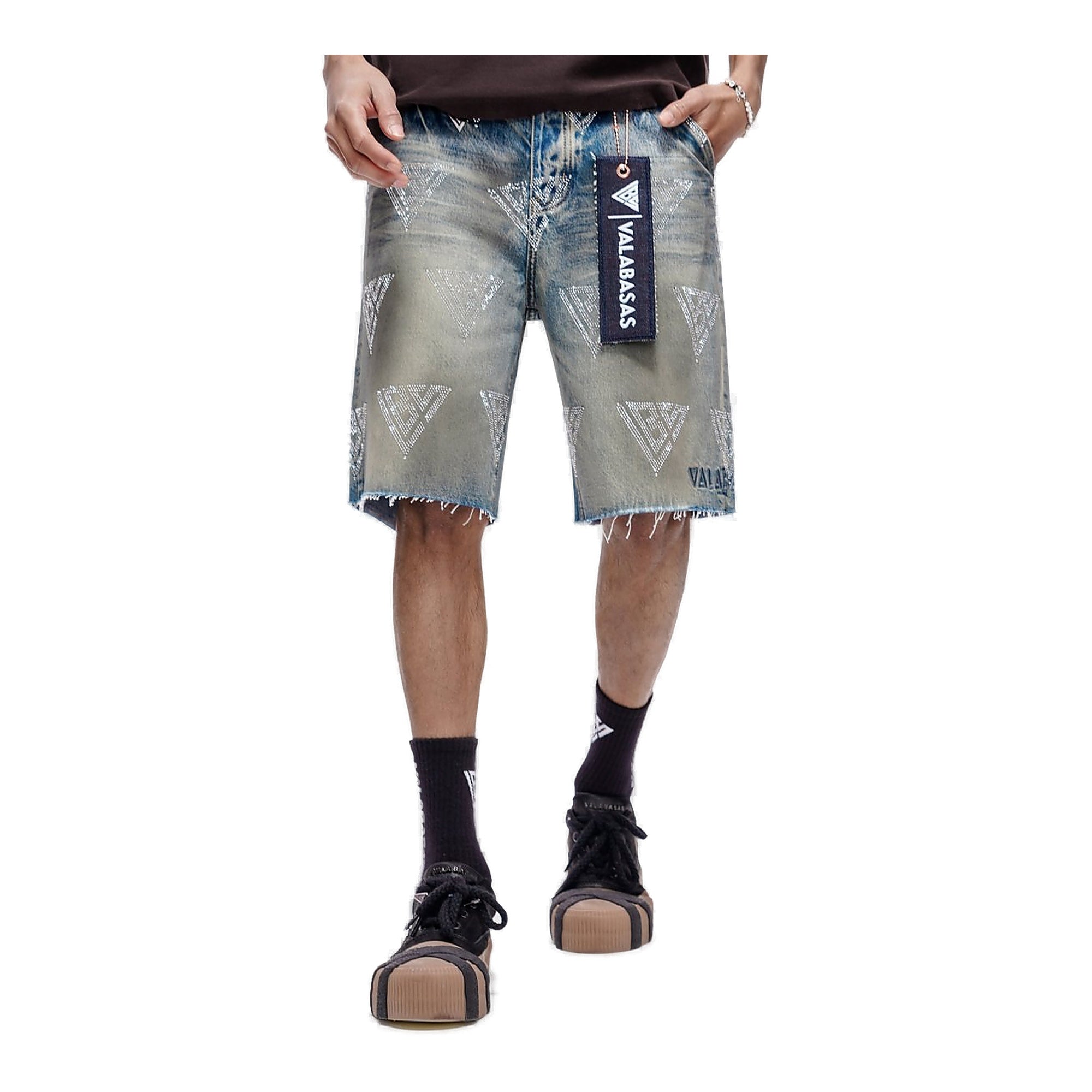 VALABASAS Palace Dirty Wash Jorts - Faded Denim Shorts