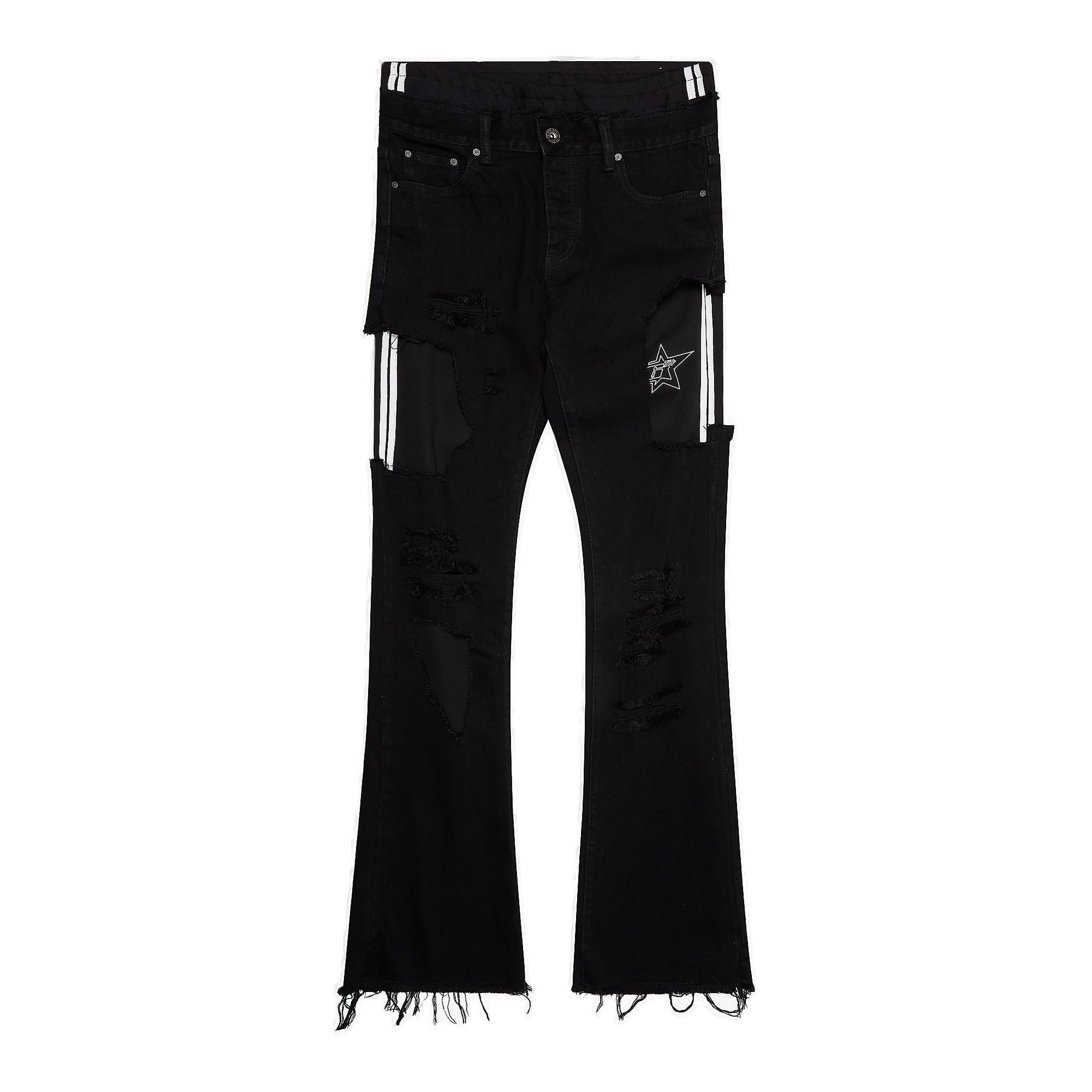 6th Nbrhd Stripe Jeans - Stacked Black