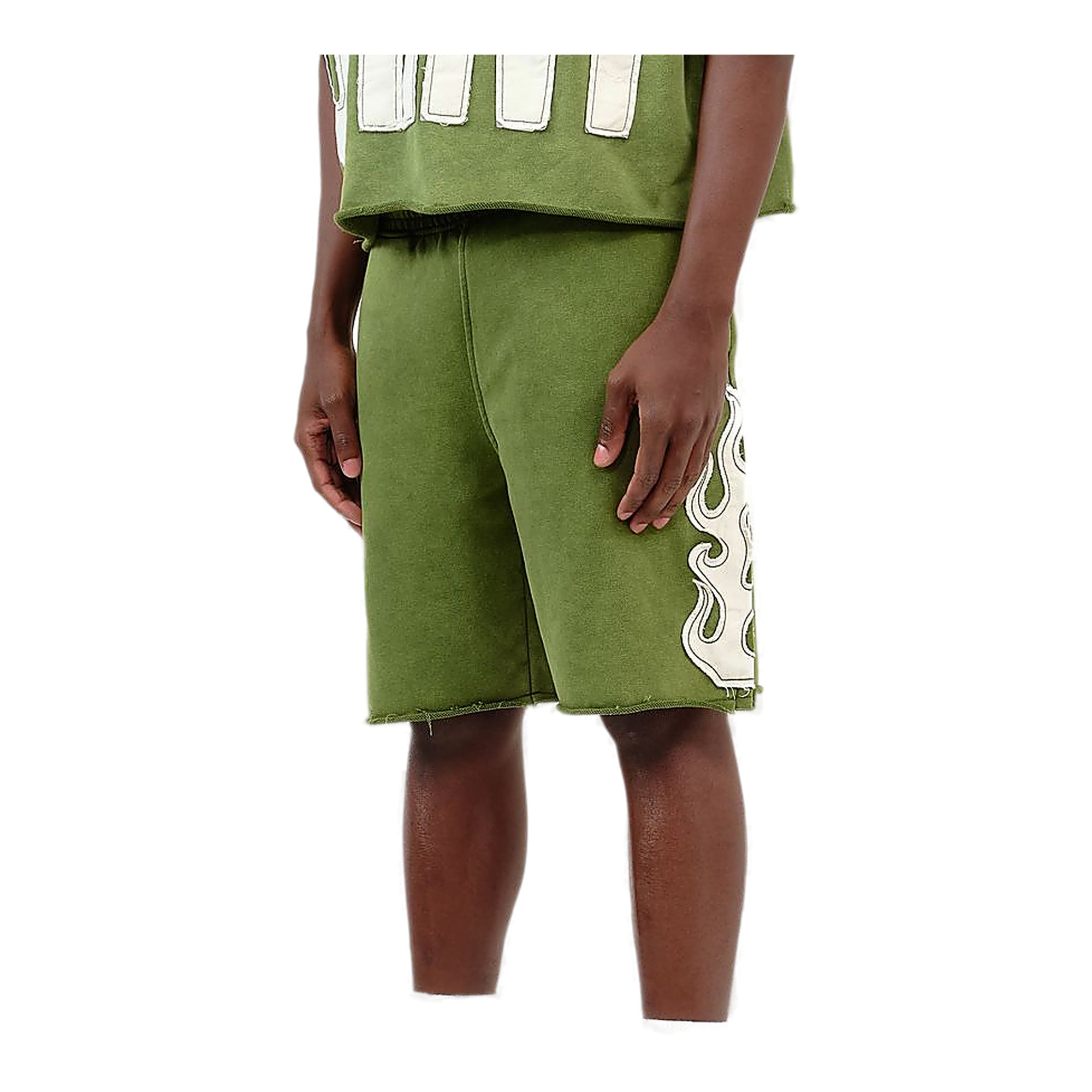 Copper Rivet Flame Shorts - Raw-Cut Hem