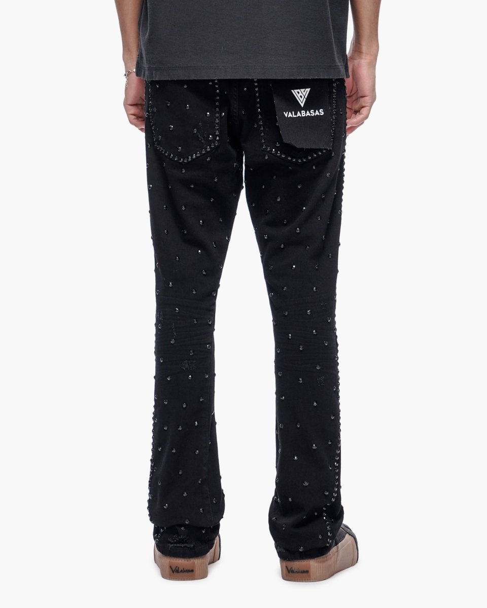 Canal Stacked Jet Black Jeans - Valabasas