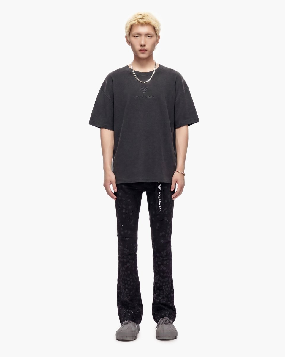 Canite Stacked Jet Black Jeans - Valabasas