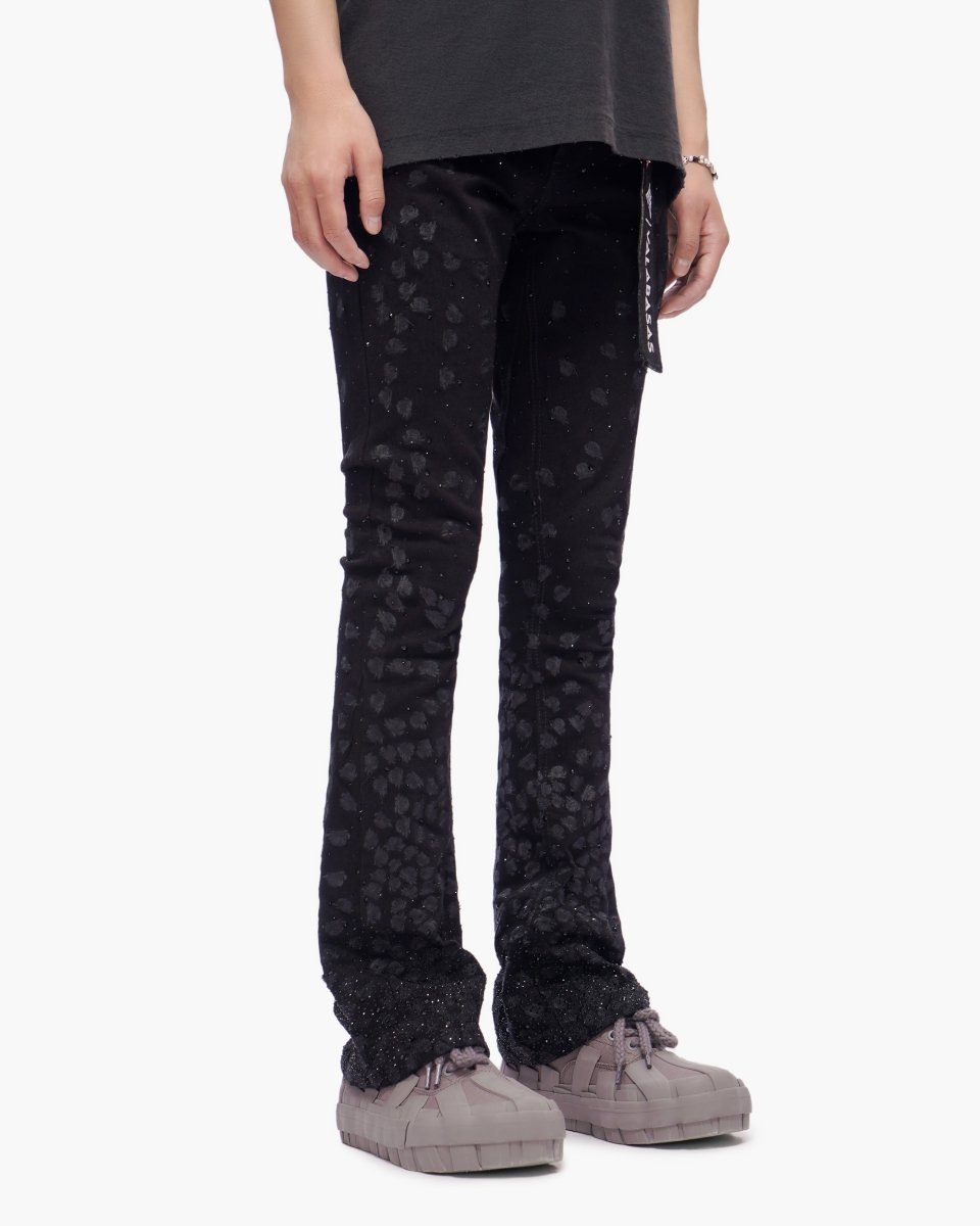 Canite Stacked Jet Black Jeans - Valabasas