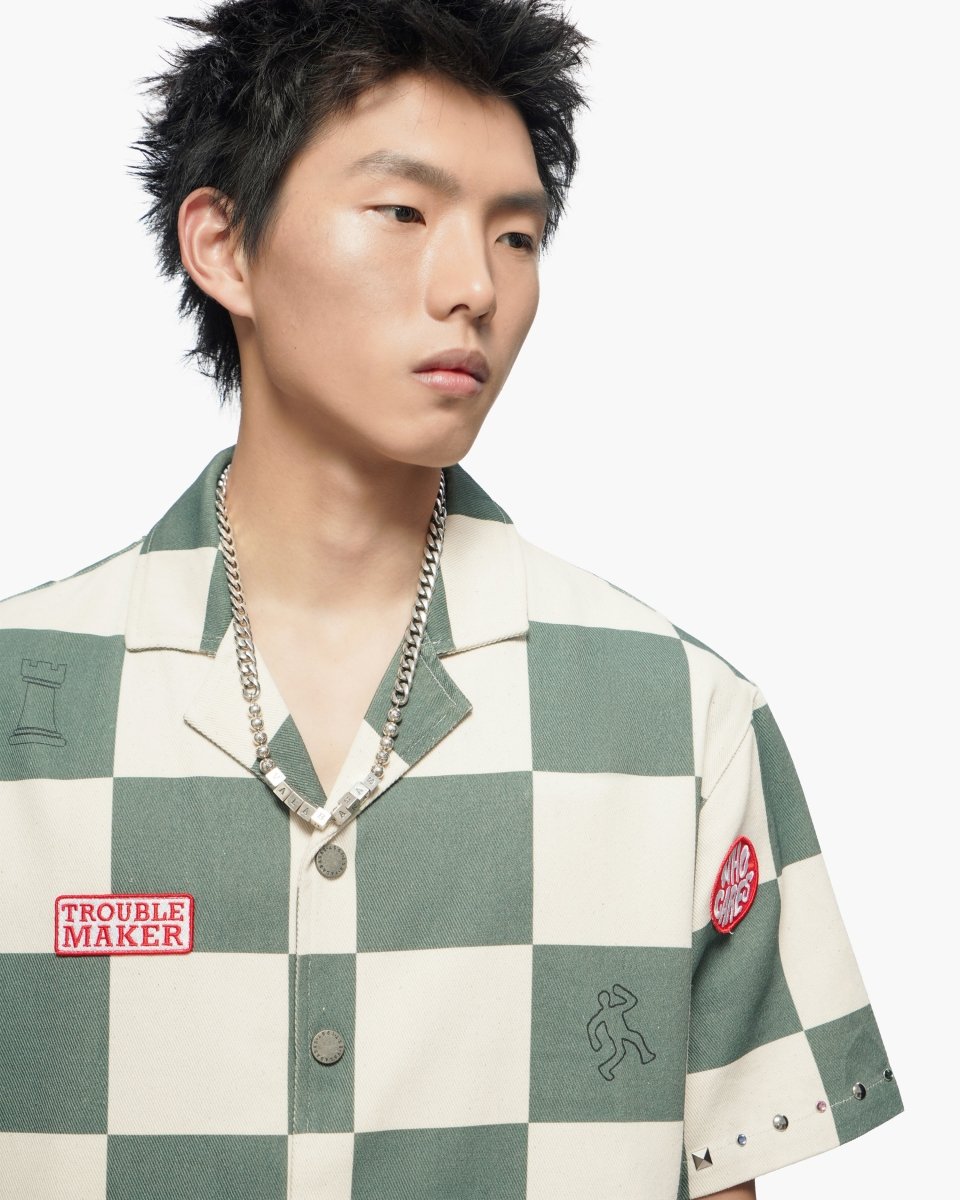 Checkers Green Cream Button Down Shirt - Valabasas