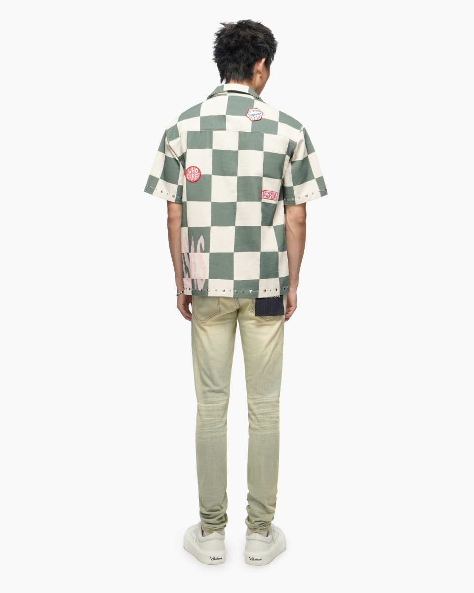 Checkers Green Cream Button Down Shirt - Valabasas