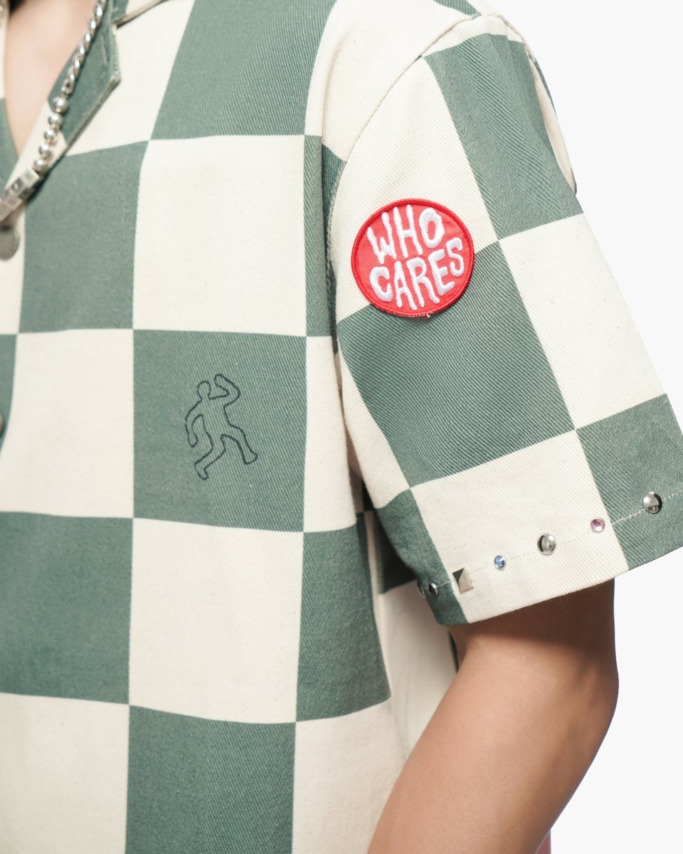 Checkers Green Cream Button Down Shirt - Valabasas