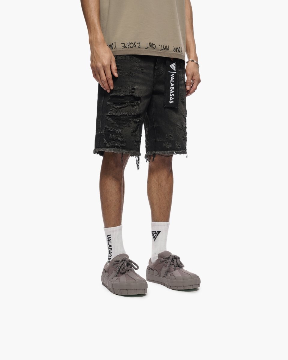 Clipped Jorts Black Washed - Valabasas
