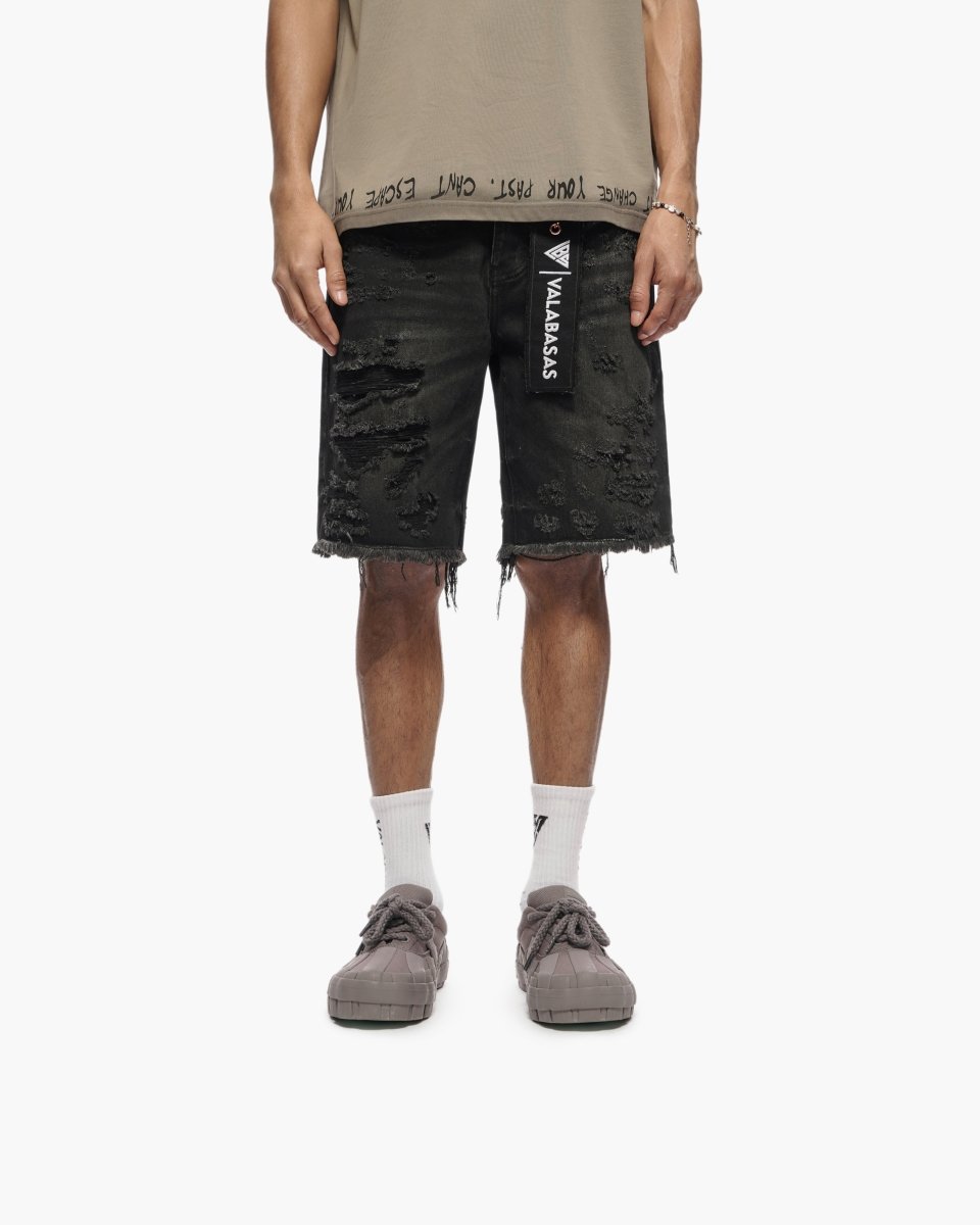 Clipped Jorts Black Washed - Valabasas