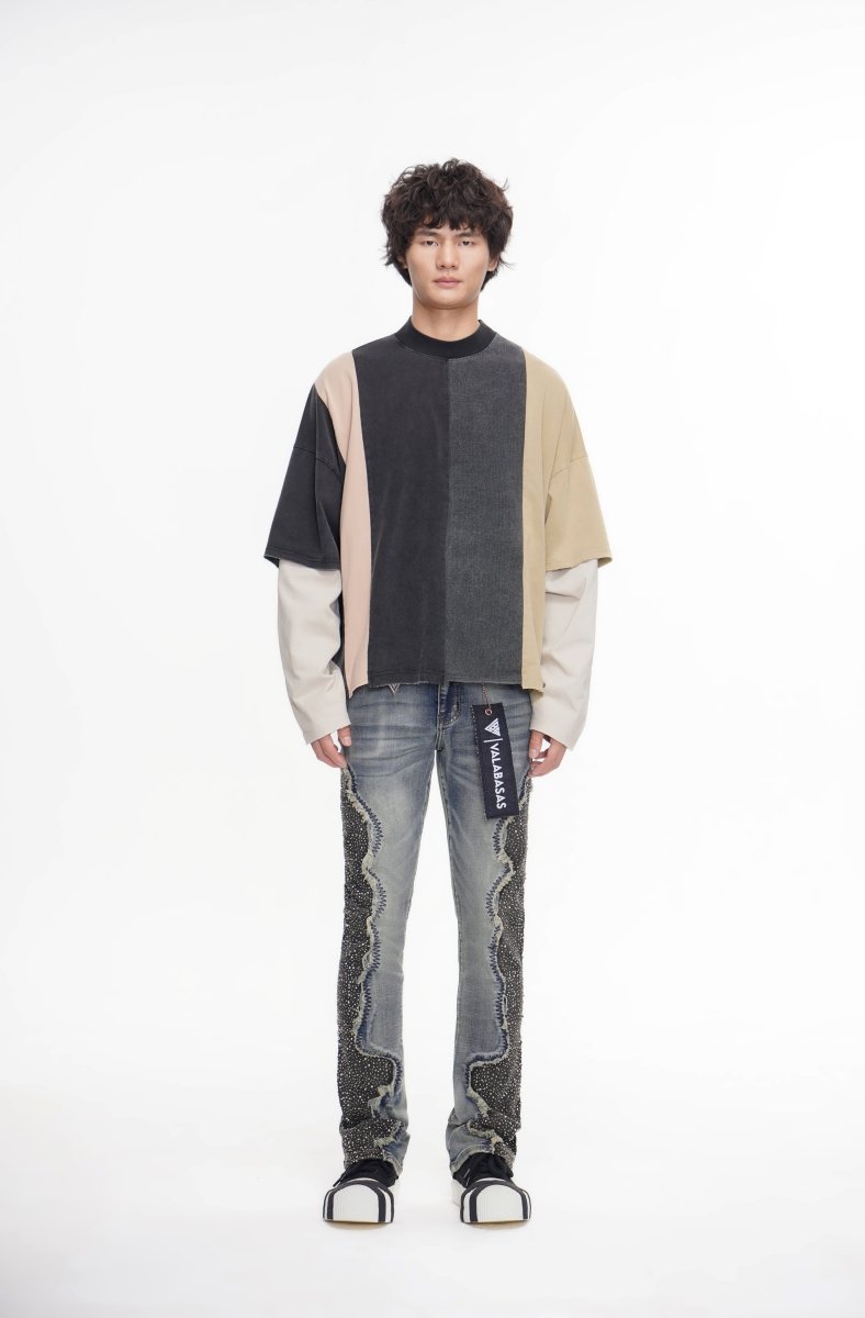 Convoy Stacked Blue Grey Jeans - Valabasas