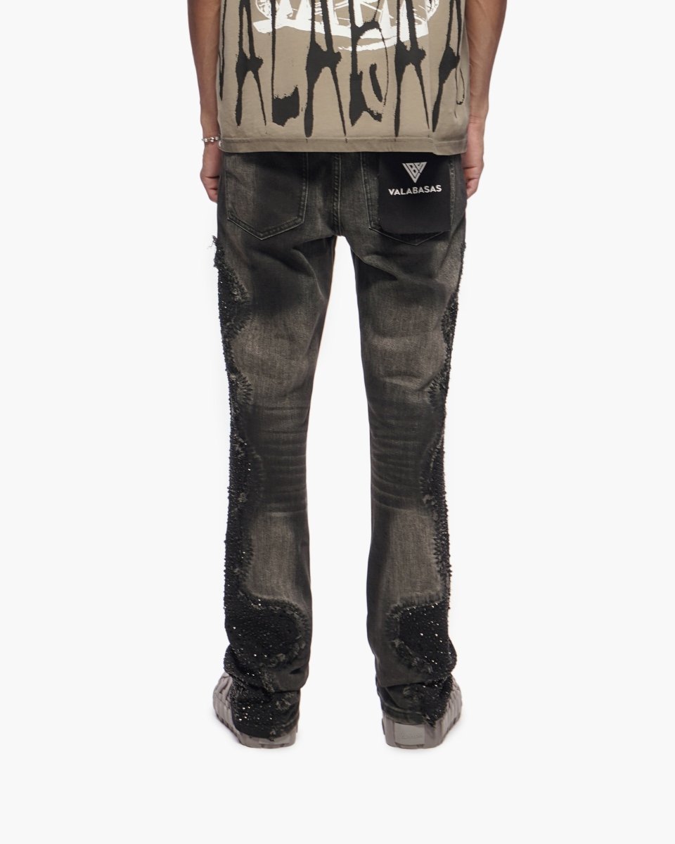Convoy Stacked Grey Black Jeans - Valabasas