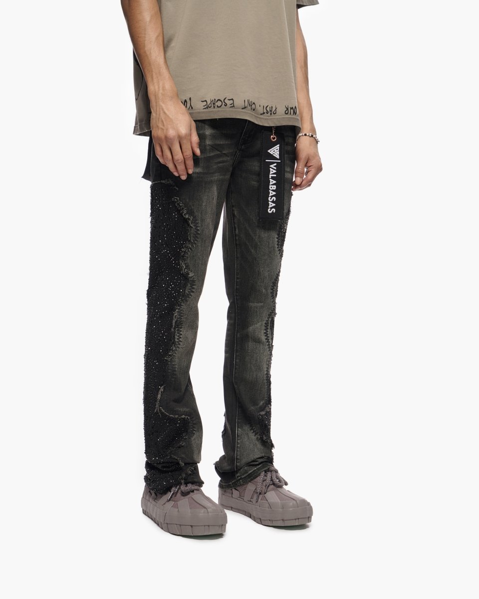 Convoy Stacked Grey Black Jeans - Valabasas