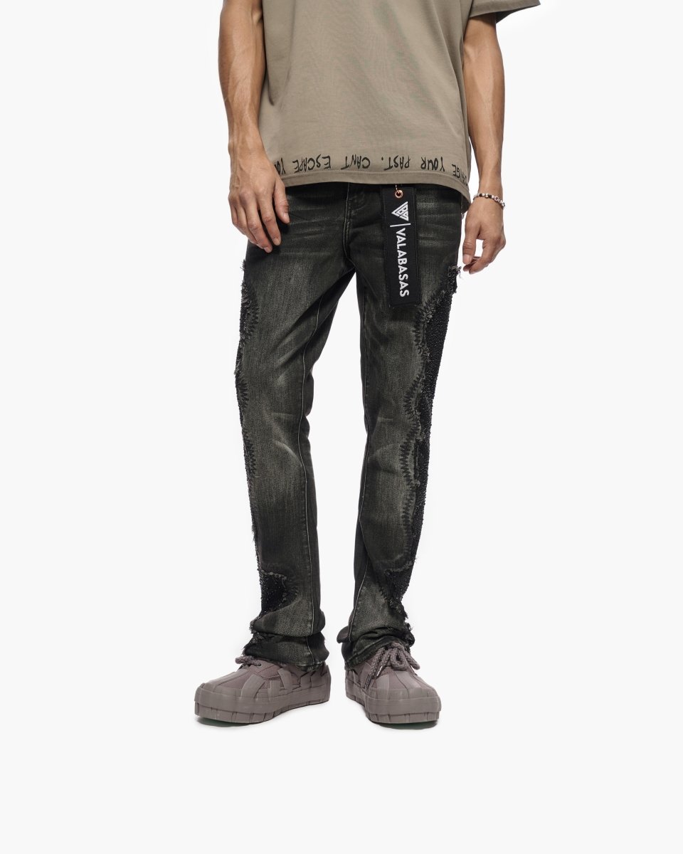Convoy Stacked Grey Black Jeans - Valabasas