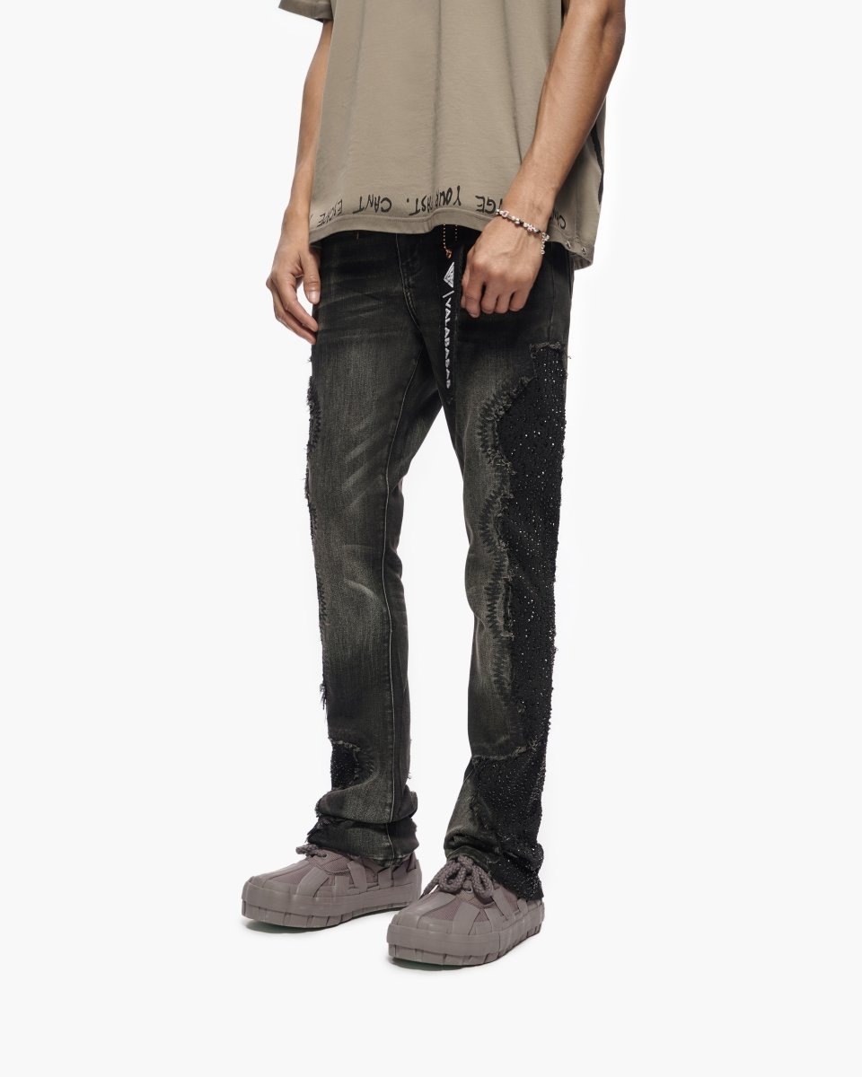 Convoy Stacked Grey Black Jeans - Valabasas