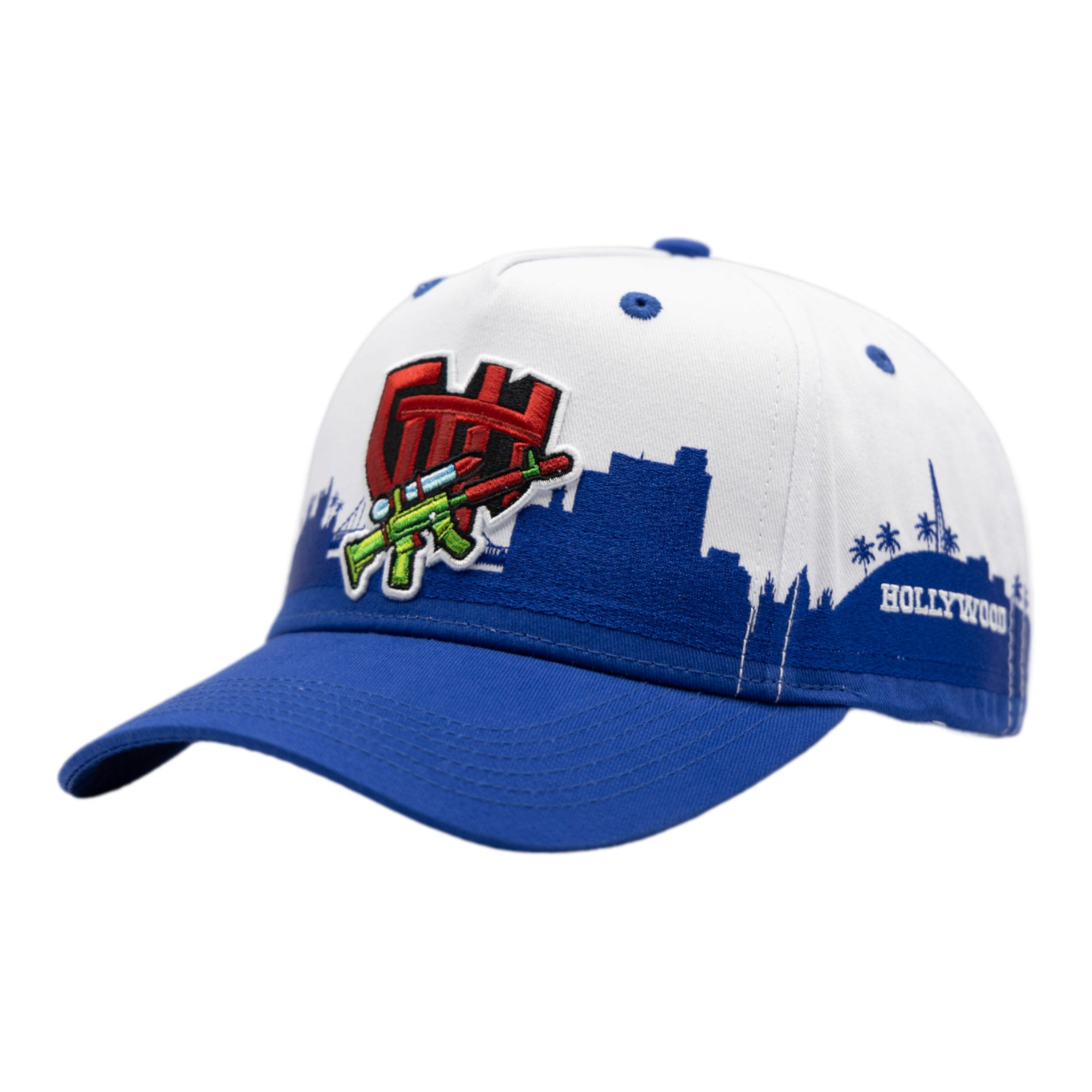Gtth Blue and White Snapback Hat with Skyline Design