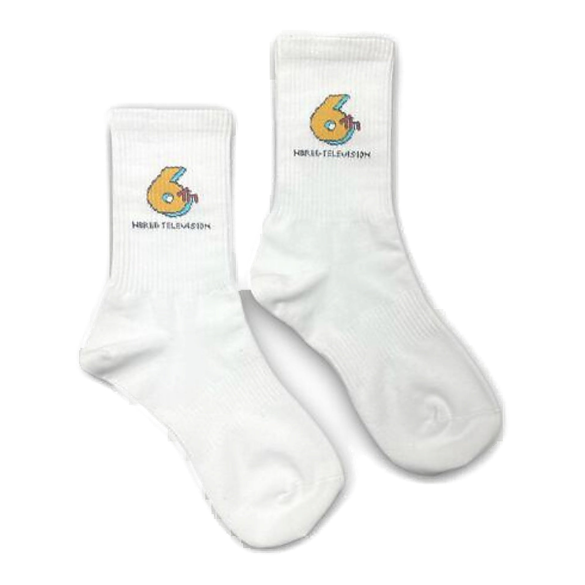 6Th Nbrhd "Television" Socks - White