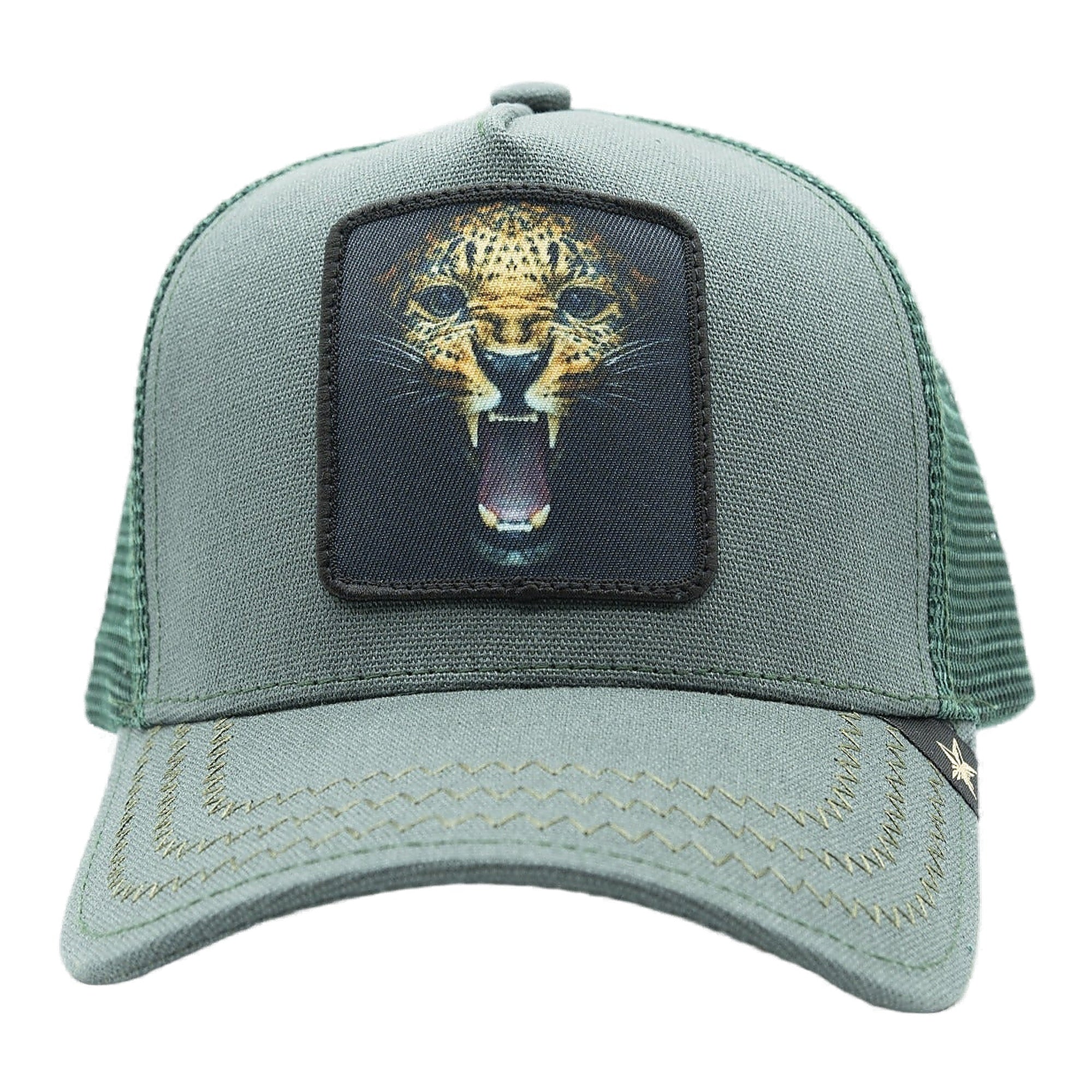 Gold Star Cheetah Trucker Hat - Green