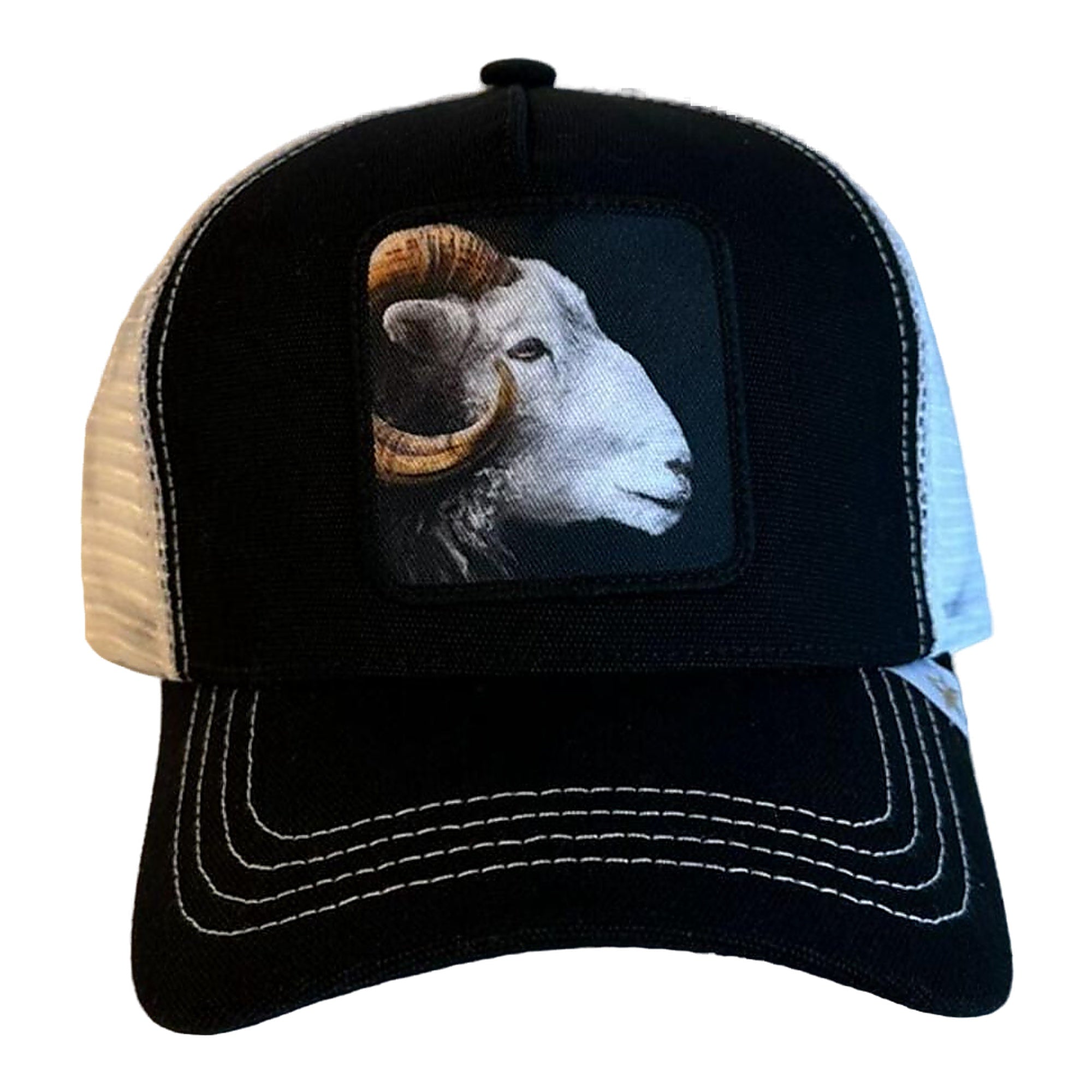 Gold Star Goat Trucker Hat - Black