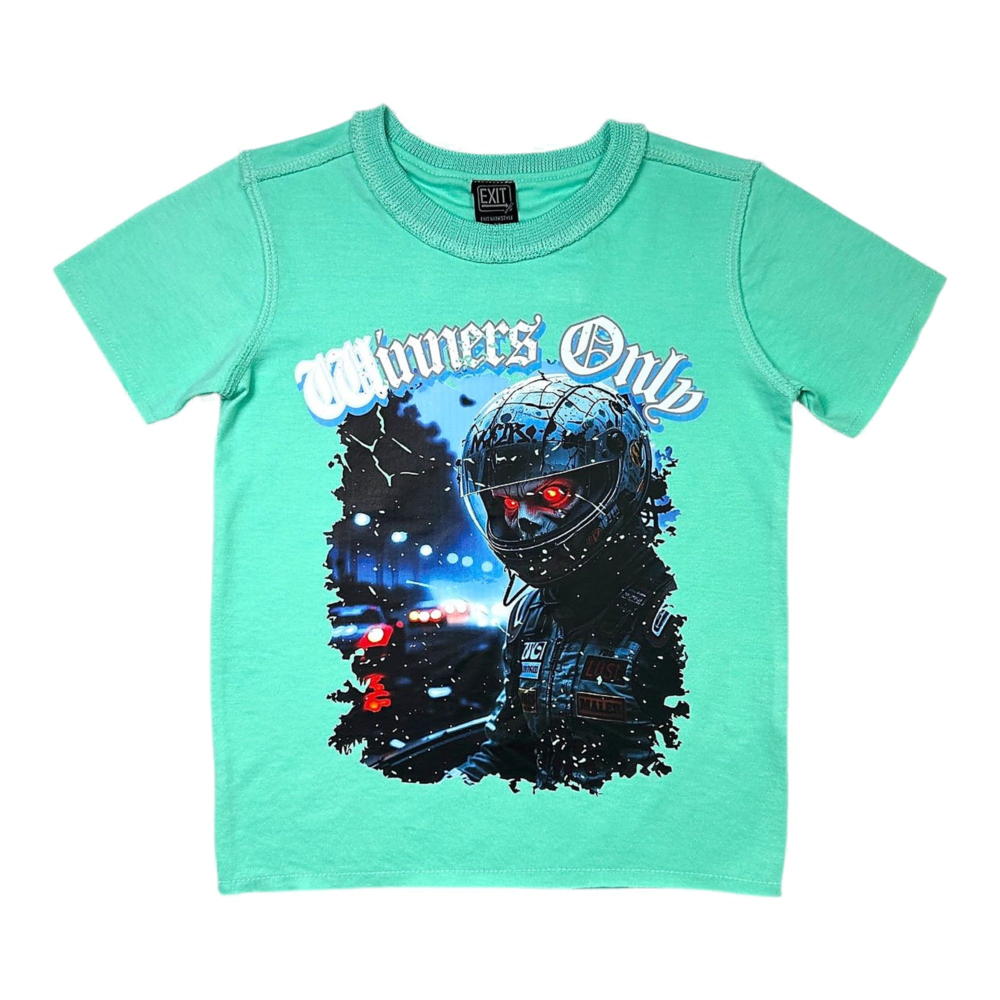 Exit Crop Raw Kids Tee - Teal
