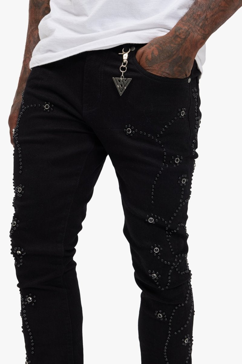 Dat Jet Black Stacked Jeans - Valabasas